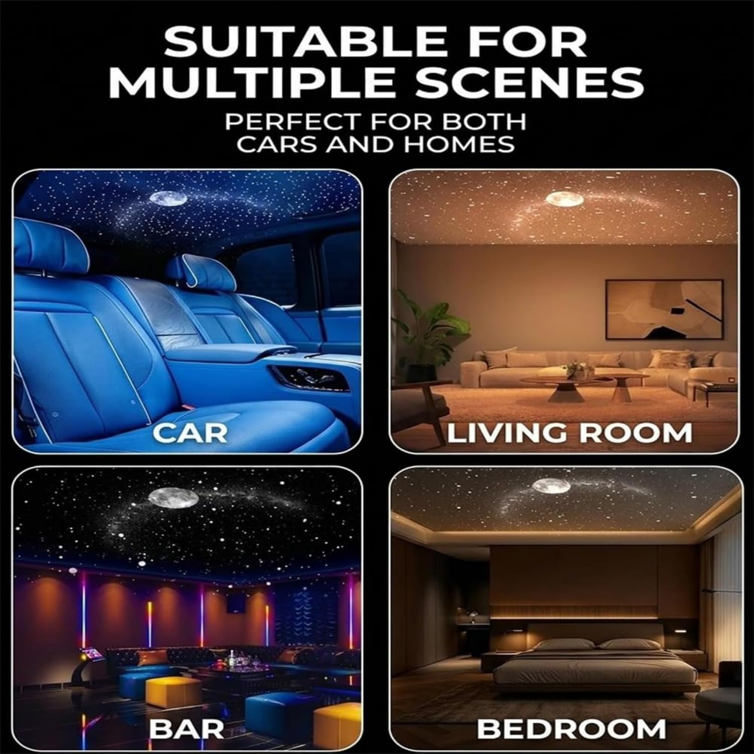 2-in-1 Galaxy Projector Night Light, Multifunctional Portable Starry Sky Night Light Projector with HD Films,360° Rotating USB Powered LED for Car and Bedroom Decoration (Con 12 Pellicole)