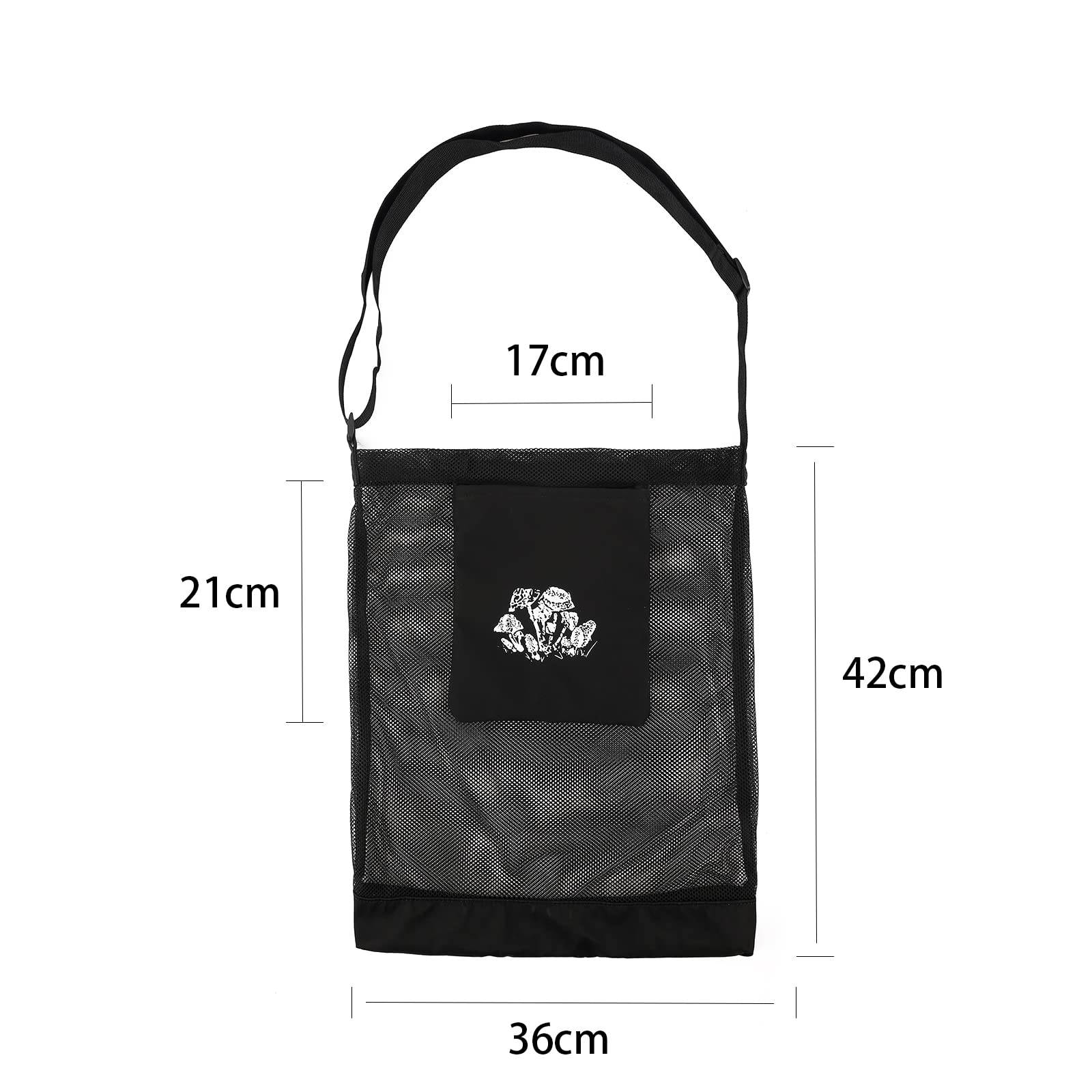 Mushroom Foraging Mesh Pouch - Collapsible Bag for Fruit Gathering and Bushcraft Enthusiasts, Black, 14×16.5 inch (36×42 cm) - Image 2