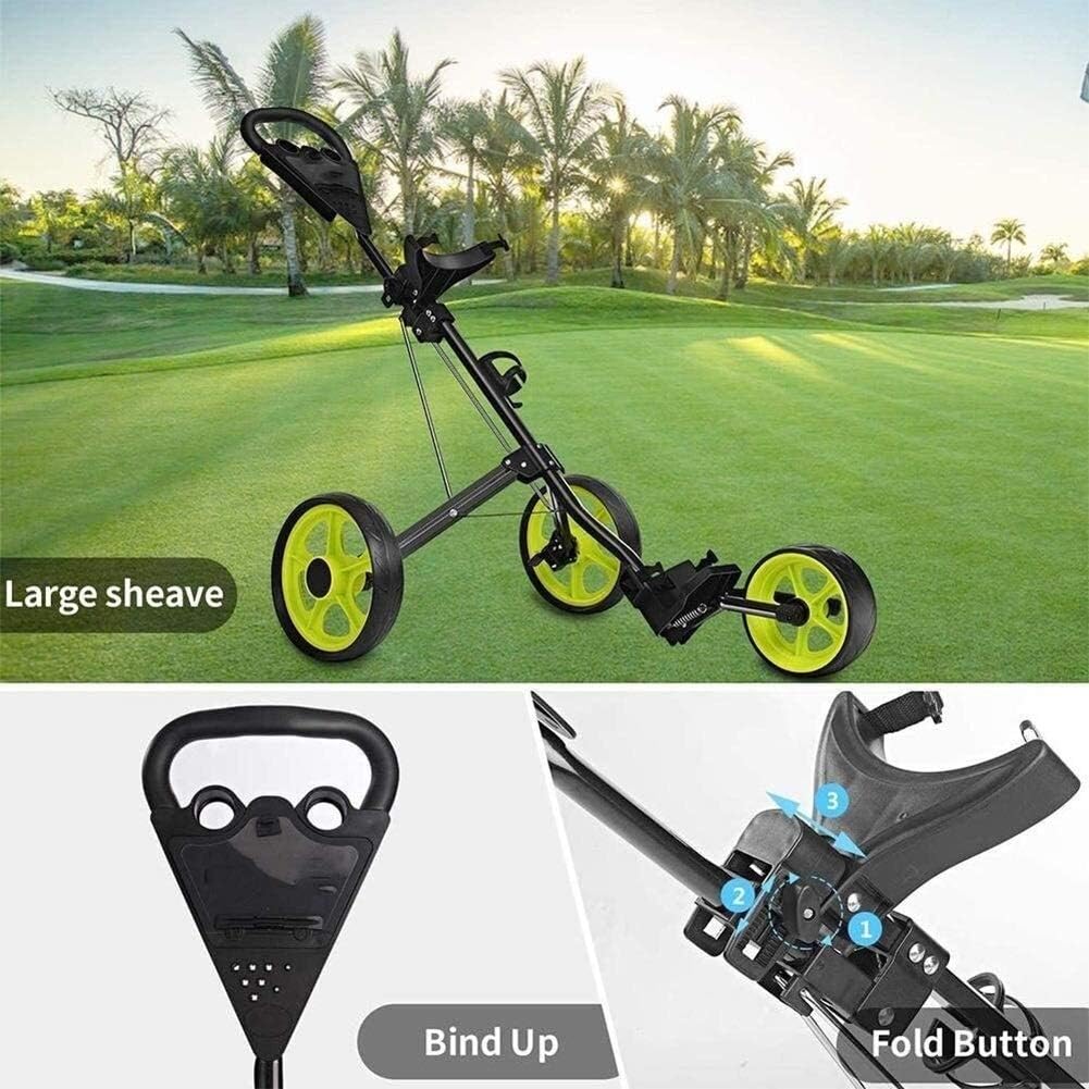 Multi-Purpose Golf Push Cart Golf Trolley Golf Push Cart Golf Cart for Golf Bag Golf Push Carts 3 Wheel Folding for Men Women Golf Cart Accessories and Necessitie Easy to Open