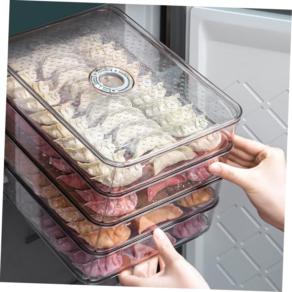 Stackable Bins for Freezer Refrigerator Food Storage Box Pet Material Easy to Clean Efficient Storage