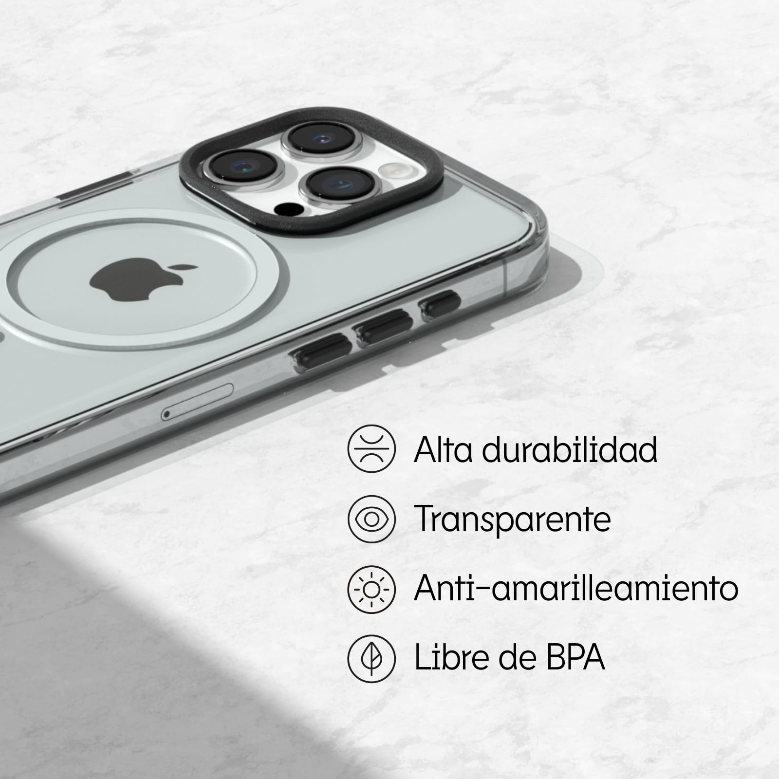 RhinoShield Funda Clear Apta para MagSafe e iPhone 15 Pro | Fuerza magnética superior, tecnología antiamarilleamiento, alta claridad, resistente a golpes y grado militar.