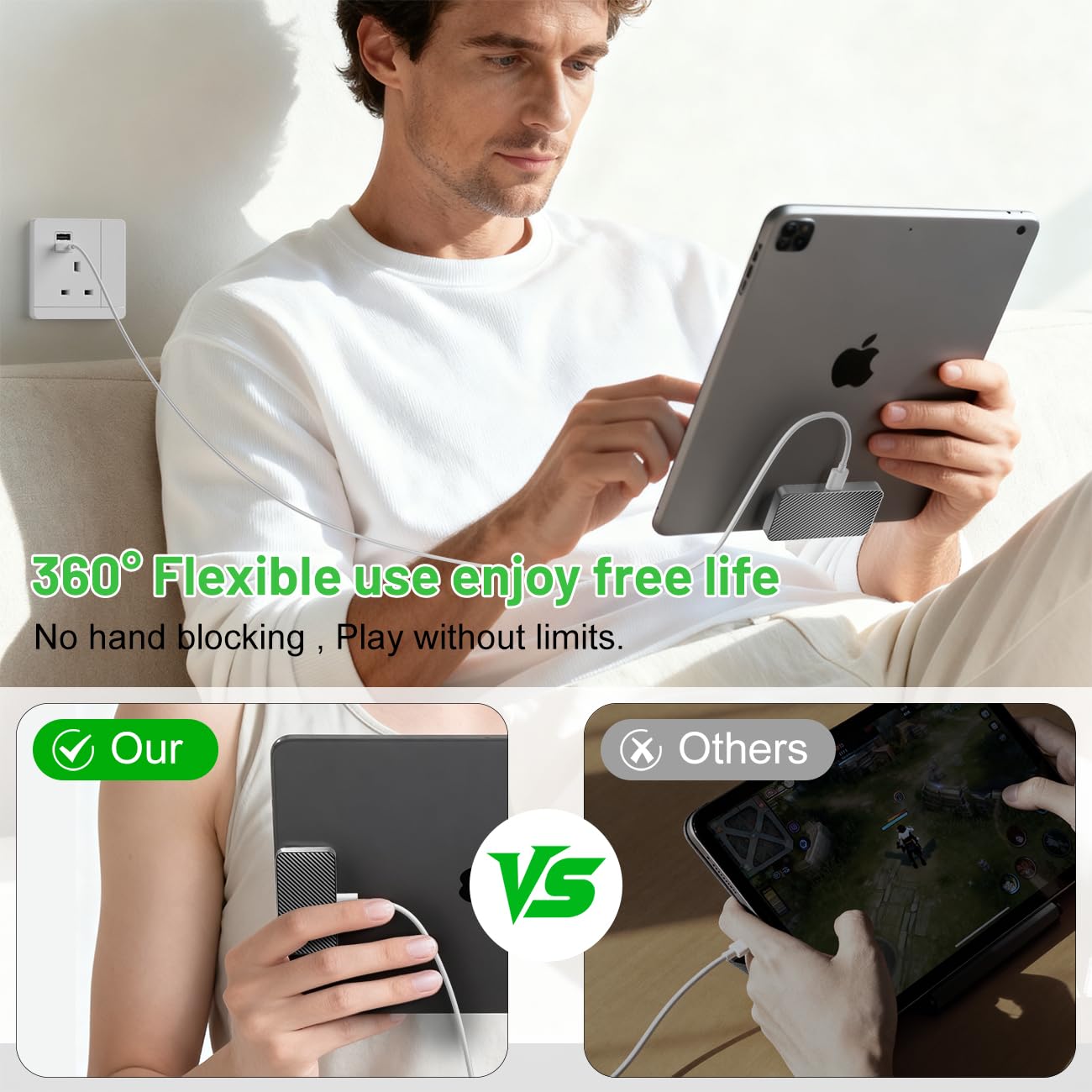 Chargeur sans Fil magnétique pour iPad Pro 11 (1er/2e/3e/4e) & iPad Air 11 (M2/M3) & iPad Air 10.9 (4e/5e), 18 W Chargeur sans Fil avec câble USB-C