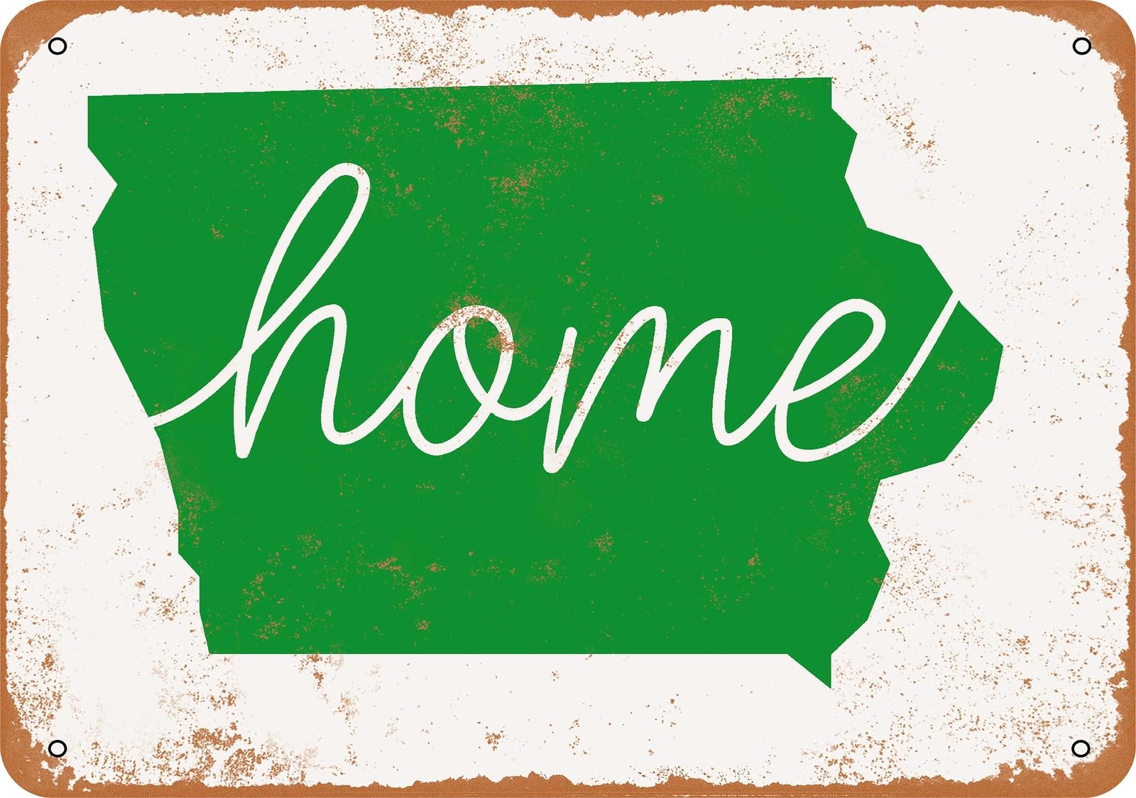 Miaomansenstore Metal Sign - Home Iowa - Vintage Look Home Decor