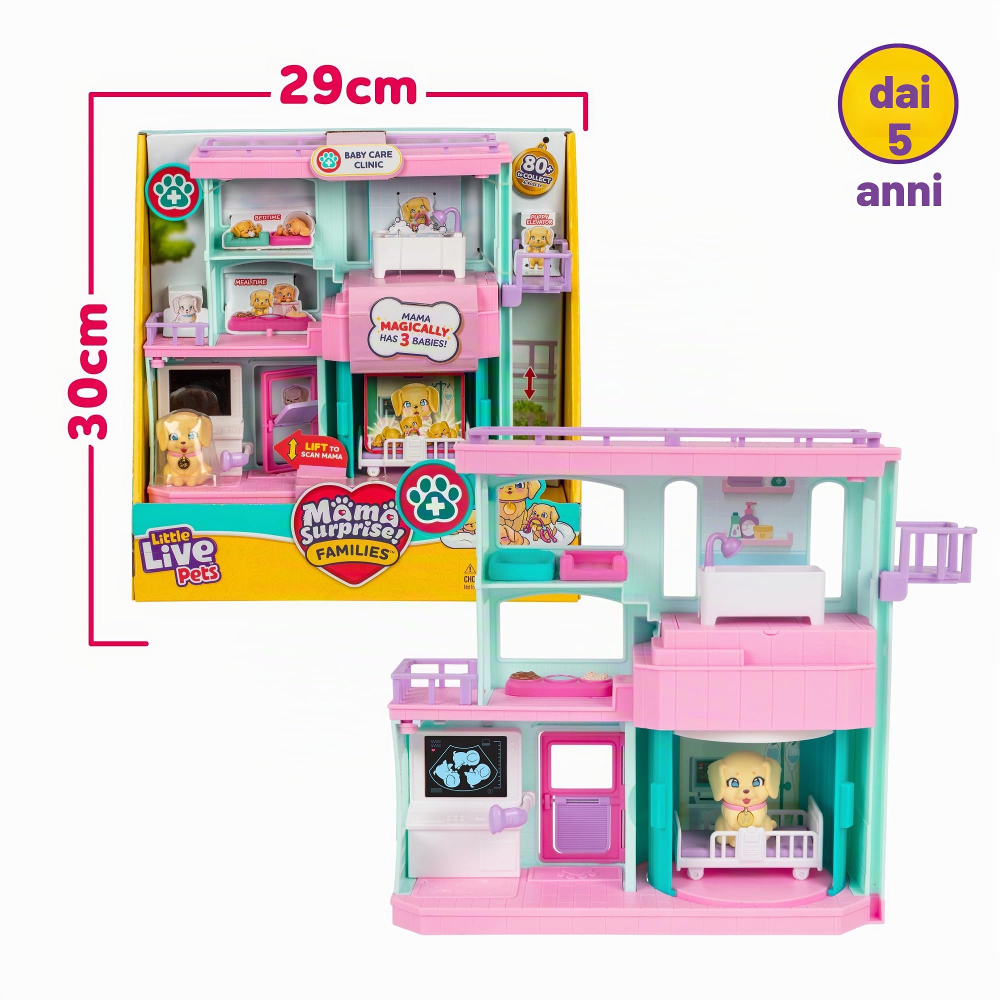 Little Live Pets Mama Surprise Families Baby Care Clinic, Set di Clinica per Cuccioli Sorpresa, Include Accessori Necessari per la Cura dei Cuccioli, Bambini di +5 anni, Famosa (LP307000)