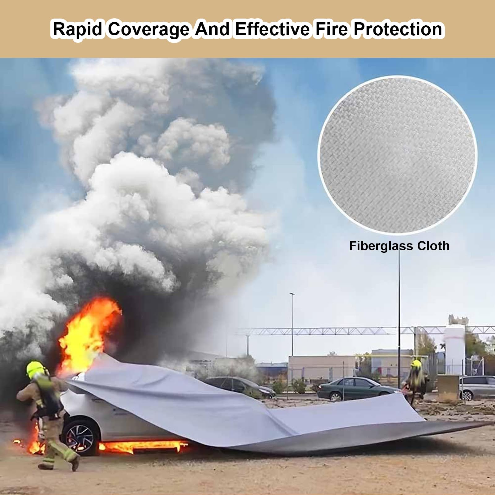 Manta ignífuga de emergencia para vehículos, manta extintor grande para uso en coche y camión, paño de silicona duradero para seguridad y protección