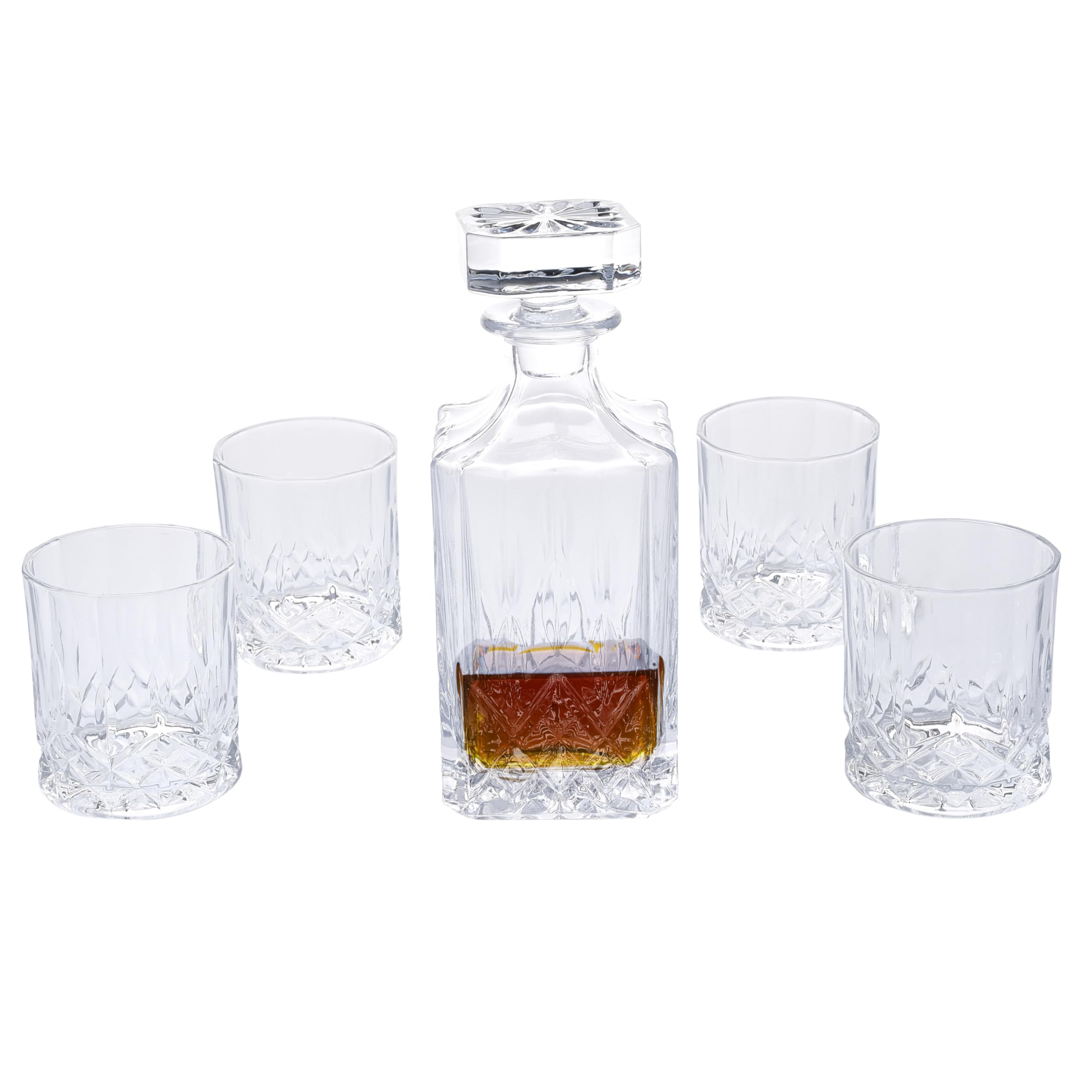 Regal Trunk Whiskey Decanter Set 25oz - Elegant Crystal Barware with 4 Glasses (6.8oz) - Drinkware for Bourbon, Scotch - Unique Gift for Men, Anniversary, Retirement