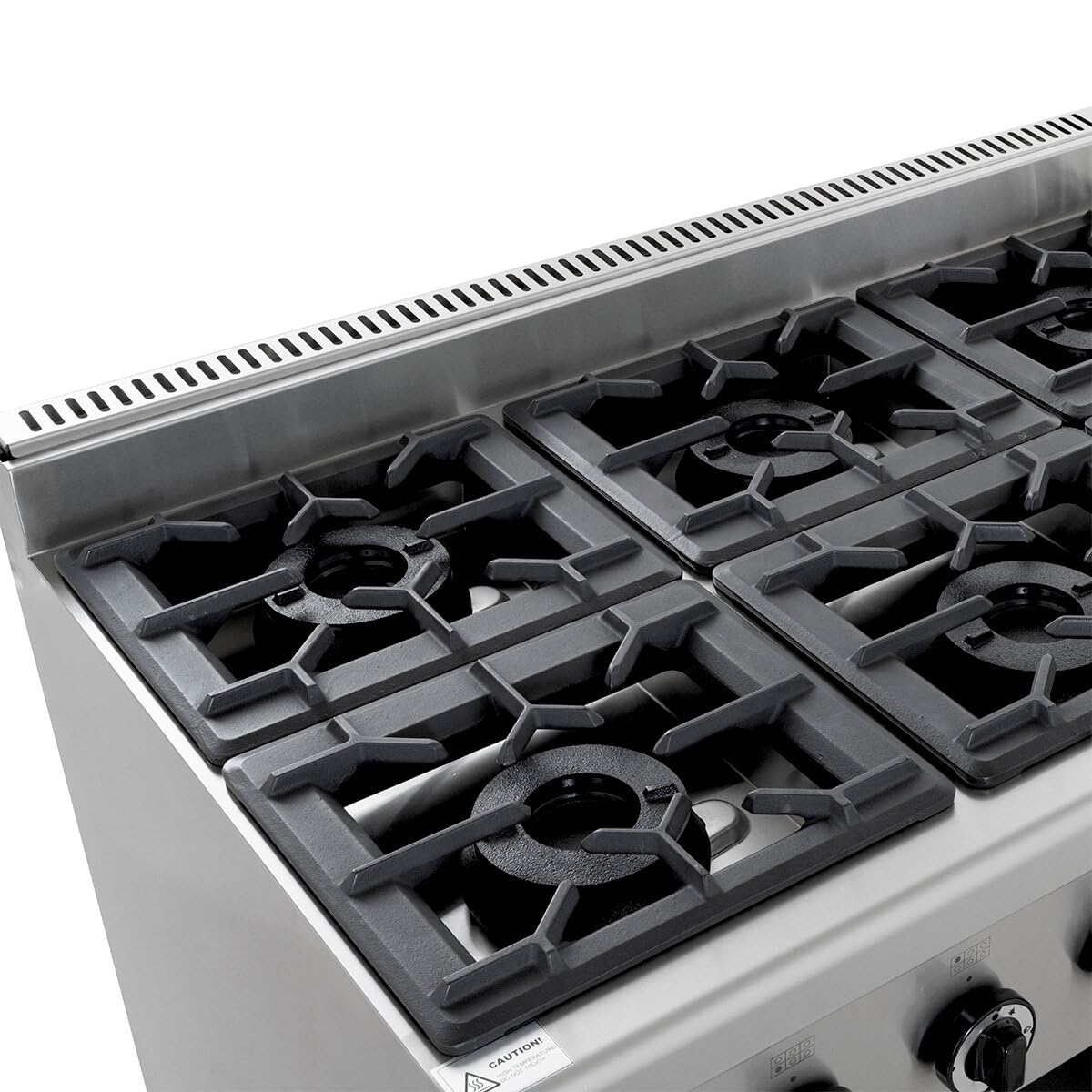 GastroHero Gasherd 6 Brenner 43,2 kW Edelstahl Standgerät offen Unterbau ECO Serie Profi Gasherd Gastronomie