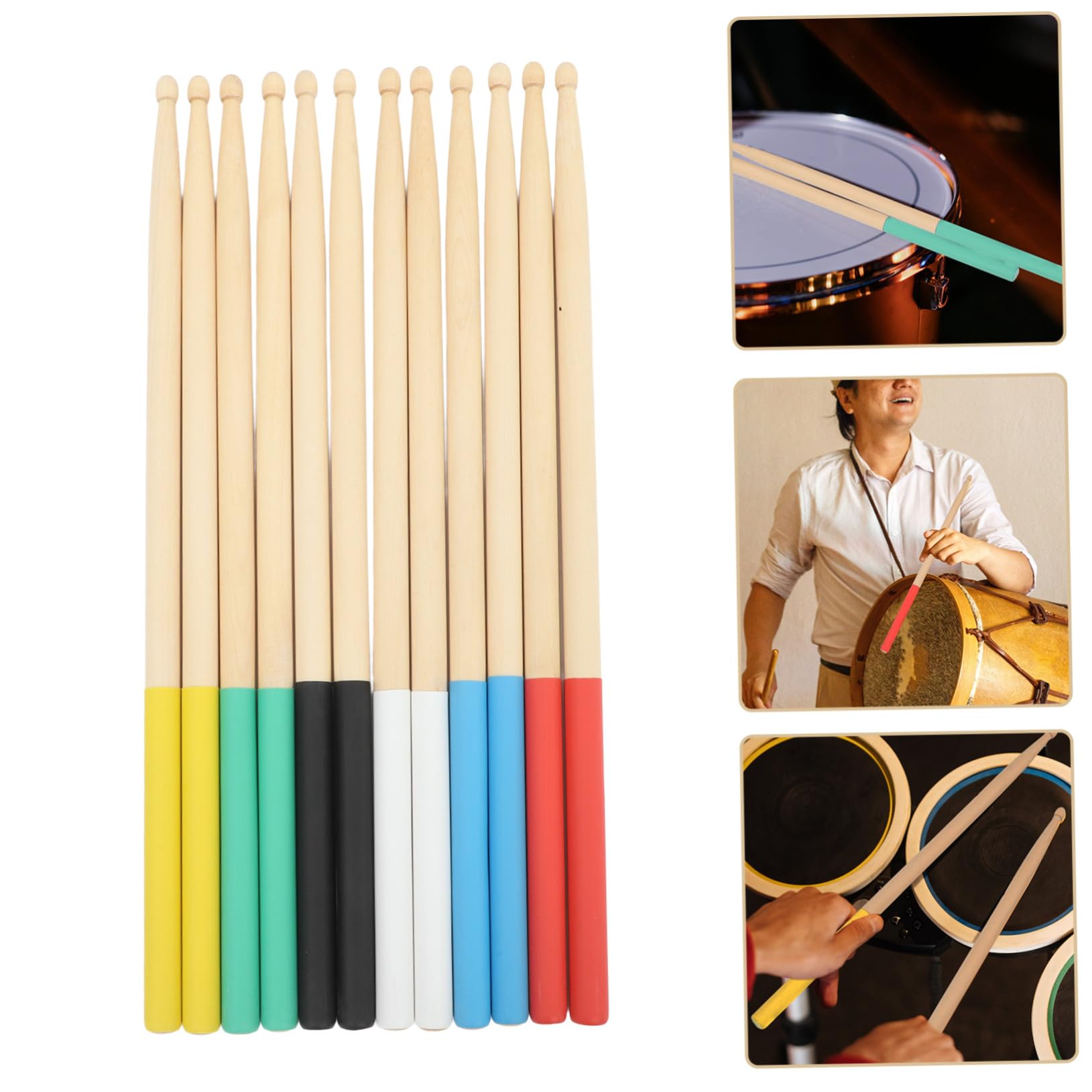 de Baguettes de Batterie et Prise Confortable en Érable Surface Antidérapante Lot de 6 Paires Adaptées aux Concerts Élèves Débutants