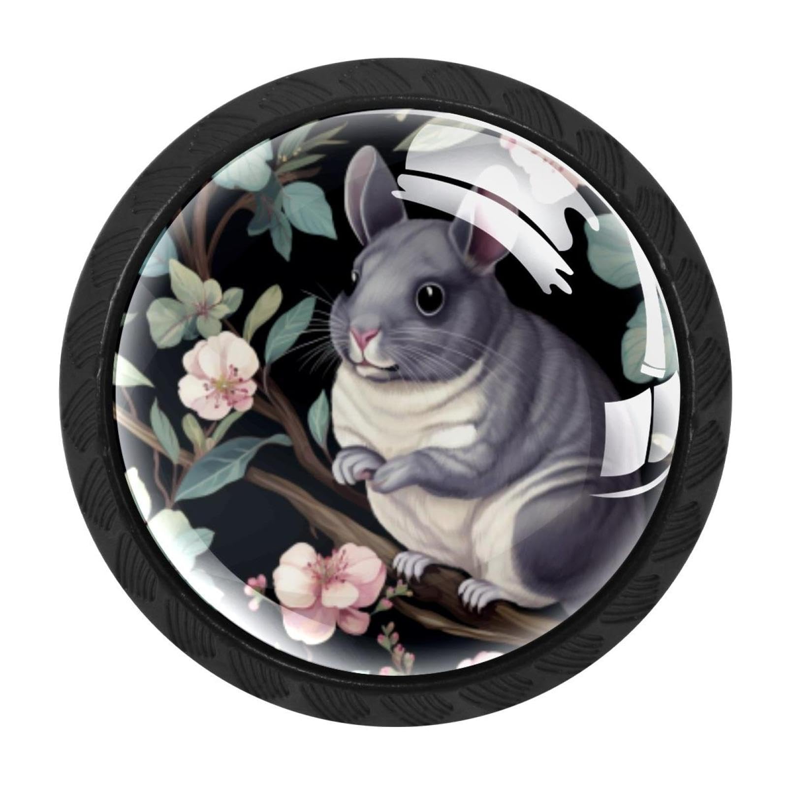 CHENZZZZ 4 Pack Cabinet Handles Black Chinchilla Cabinet Knobs Draw