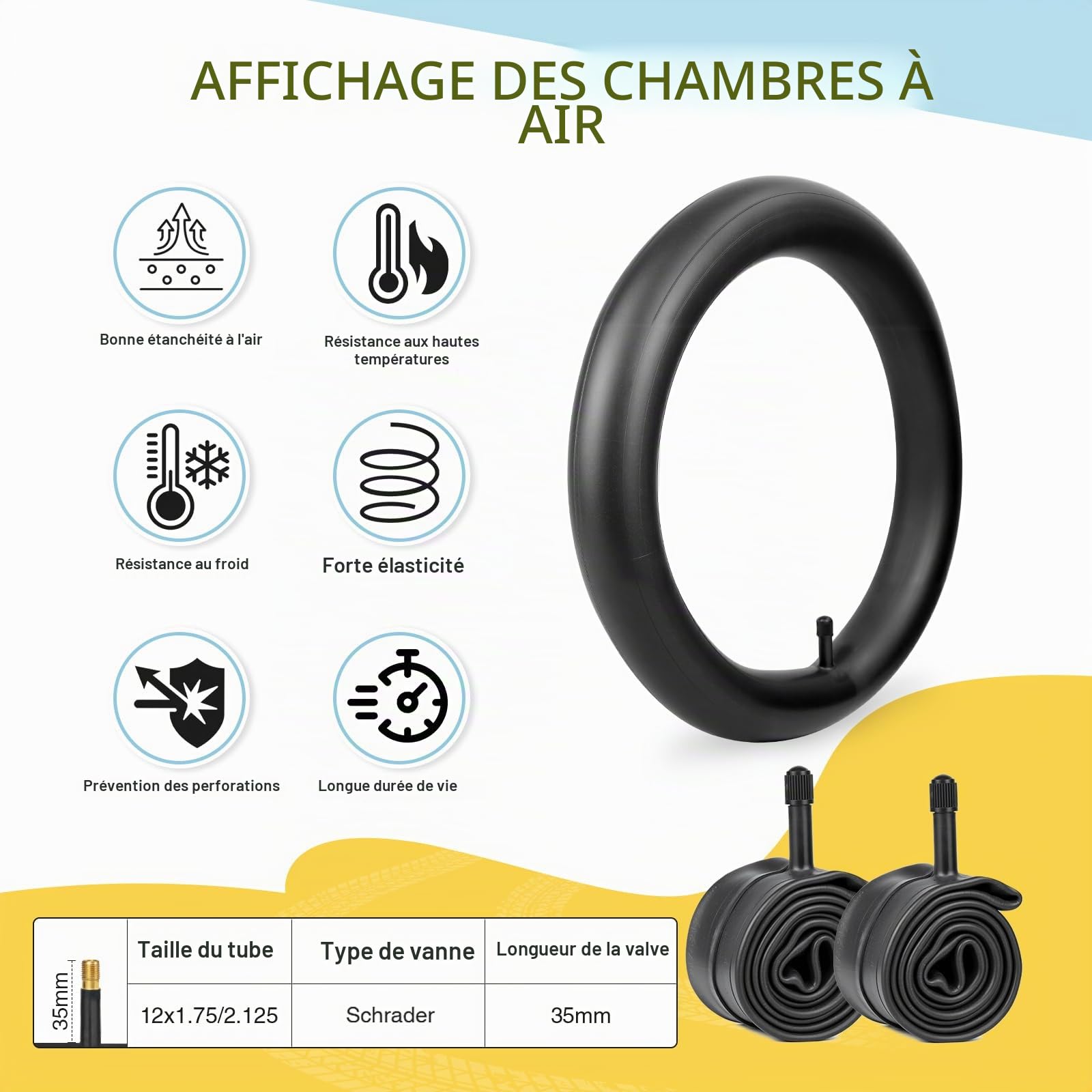 ZUKKA Lot de 2 pneus de vélo Pliables 12/14/16 Pouces pour Enfant 12/14/16 x 2,125 - Gaine Compatible avec Les vélos de Route, vélos de Ville, BMX, VTT, vélo pour Enfant, Tricycle, Cruiser