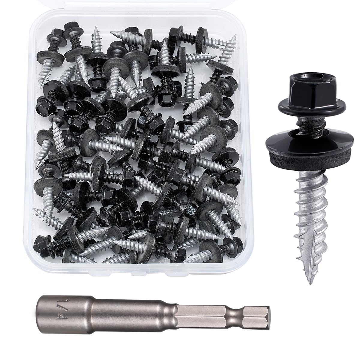 150 Black Roofing Screws - Metal Roof Repair -15
