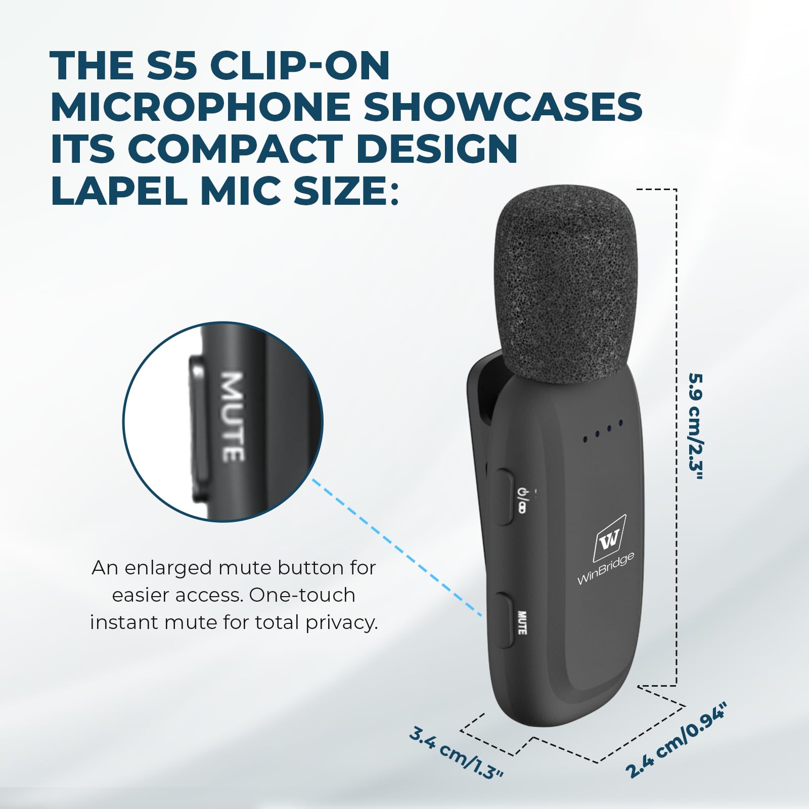 WinBridge WB005N - Amplificatore vocale wireless con microfono lavalier Bluetooth per insegnanti, altoparlante portatile e sistema di microfono wireless a clip, mini megafono, 15 W, 2600 mAh