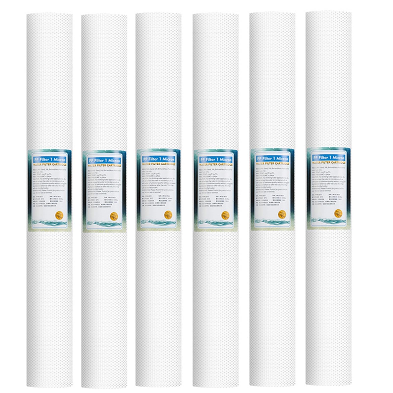 Filtre à eau 1/5 micron, préfiltres à sédiments 20 pouces, cartouche remplacement 20" x 2,5", pour filtration d'eau domestique commerciale, paquet de 6(1 micron)