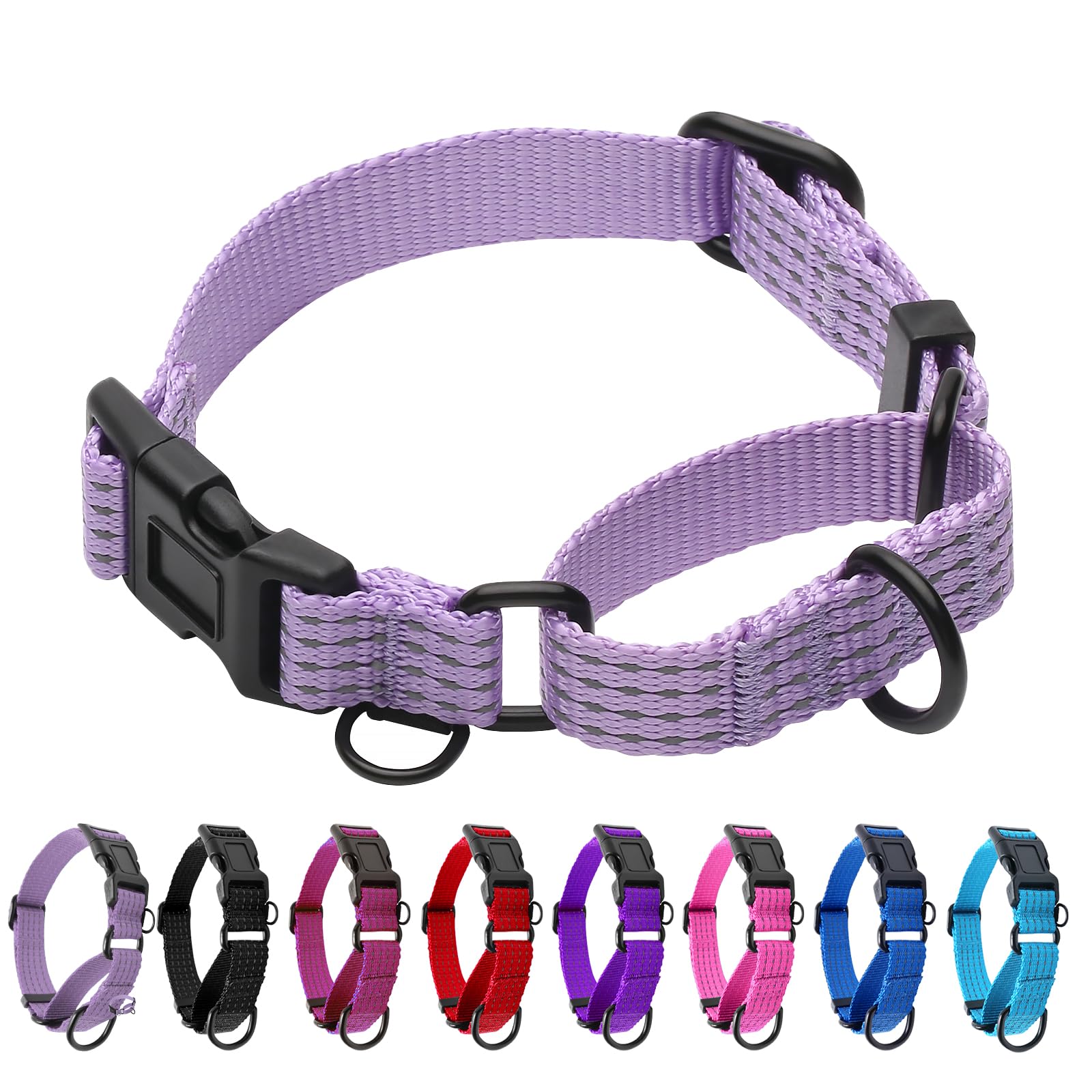 Martingale Dog Collar, Reflective No Pull,Lavender, XS