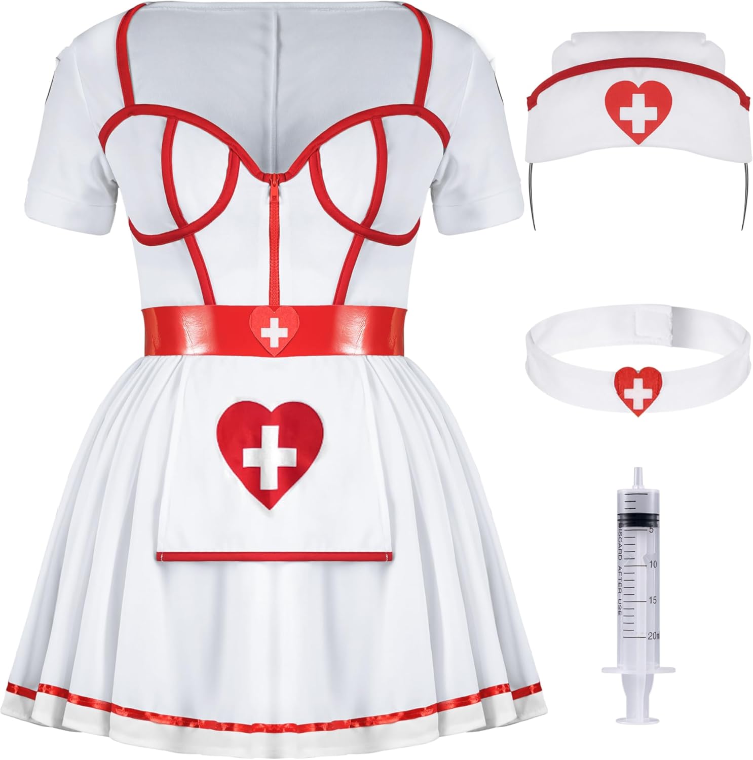 Spooktacular Creations Halloween Nurse Costume, White Nurse Costume Woman Heartbreaker Dress Set for Halloween Cosplay Party