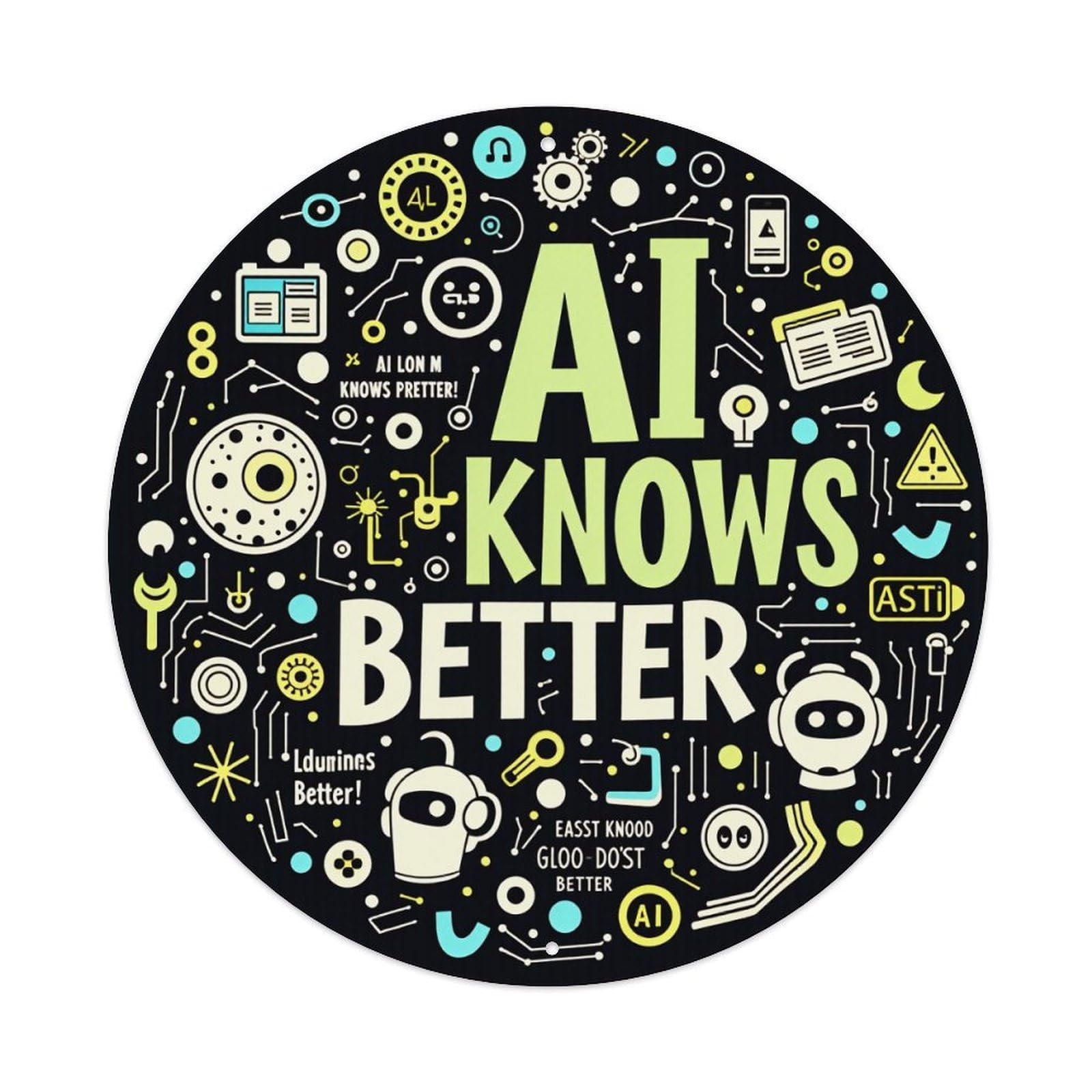 Artificial Intelligence Knows Better Pattern Metal Tin Sign Vintage Garden Bedroom Cafe Bar Man Cave Home Wall Decor Metal Poster 8x8 inches