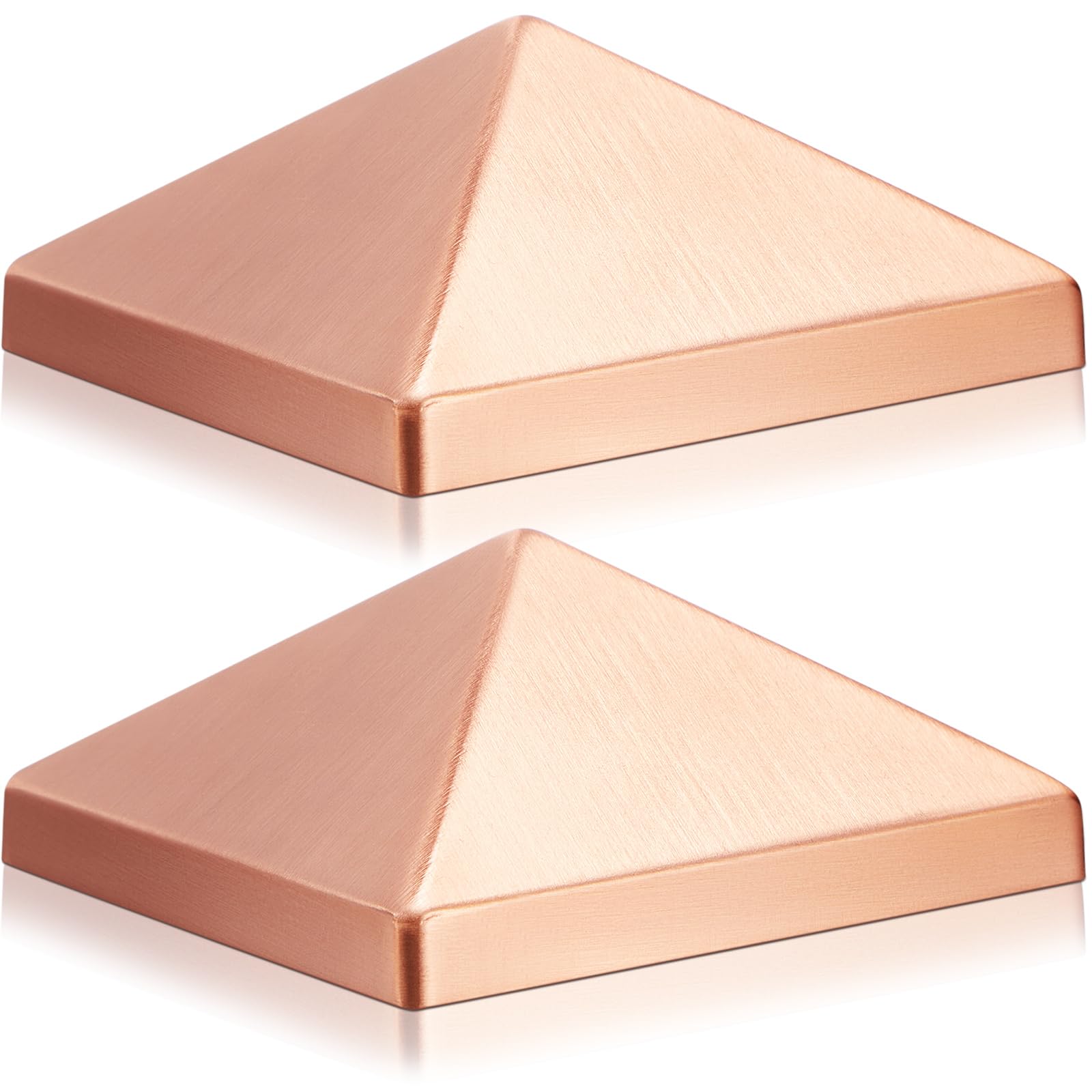 Blulu 2 Pcs 4''x4'' (Actual 3.5''x3.5'') Solid Copper Pyramid Post