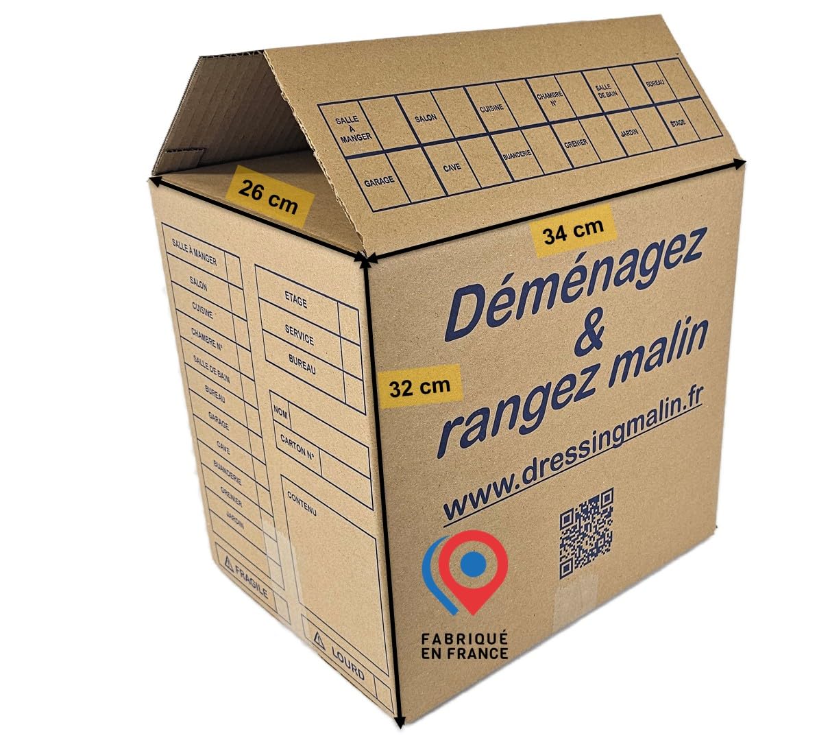 Kit Déménagement T4, 60 Cartons Robustes, Tailles Multiples, avec Accessoires