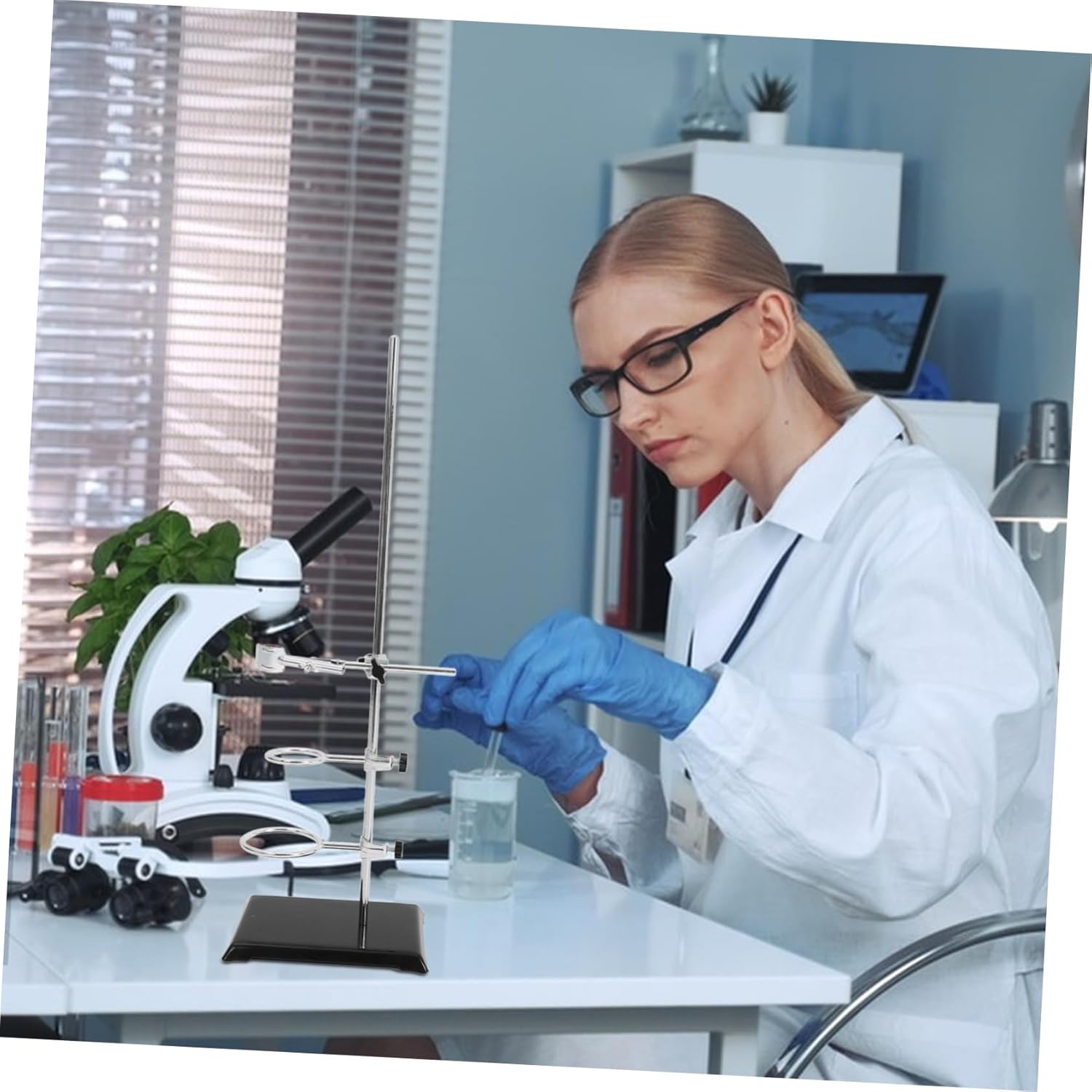 Laboratory Stand Clamp Sturdy Metalware Support for Chemistry Physics Experiments and Portable Design for Lab Equipment Supplies Enhanced Stability Durability