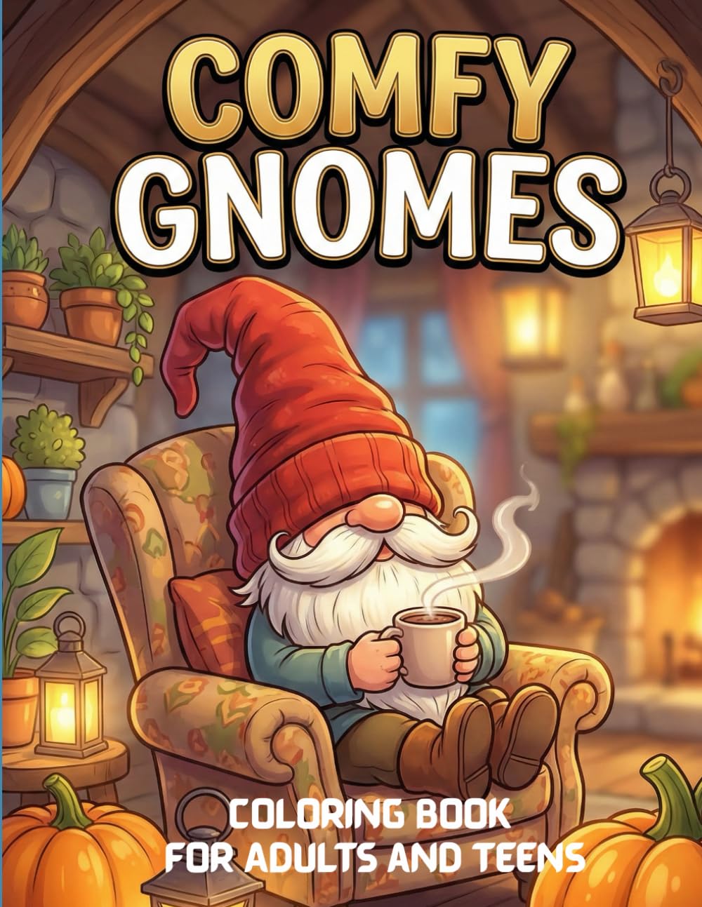 Comfy Gnomes Coloring Book for Adults and Teens: Whimsical Fantasy Scenes, Cozy Hygge Moments, and Stress-Free Creative Escape /