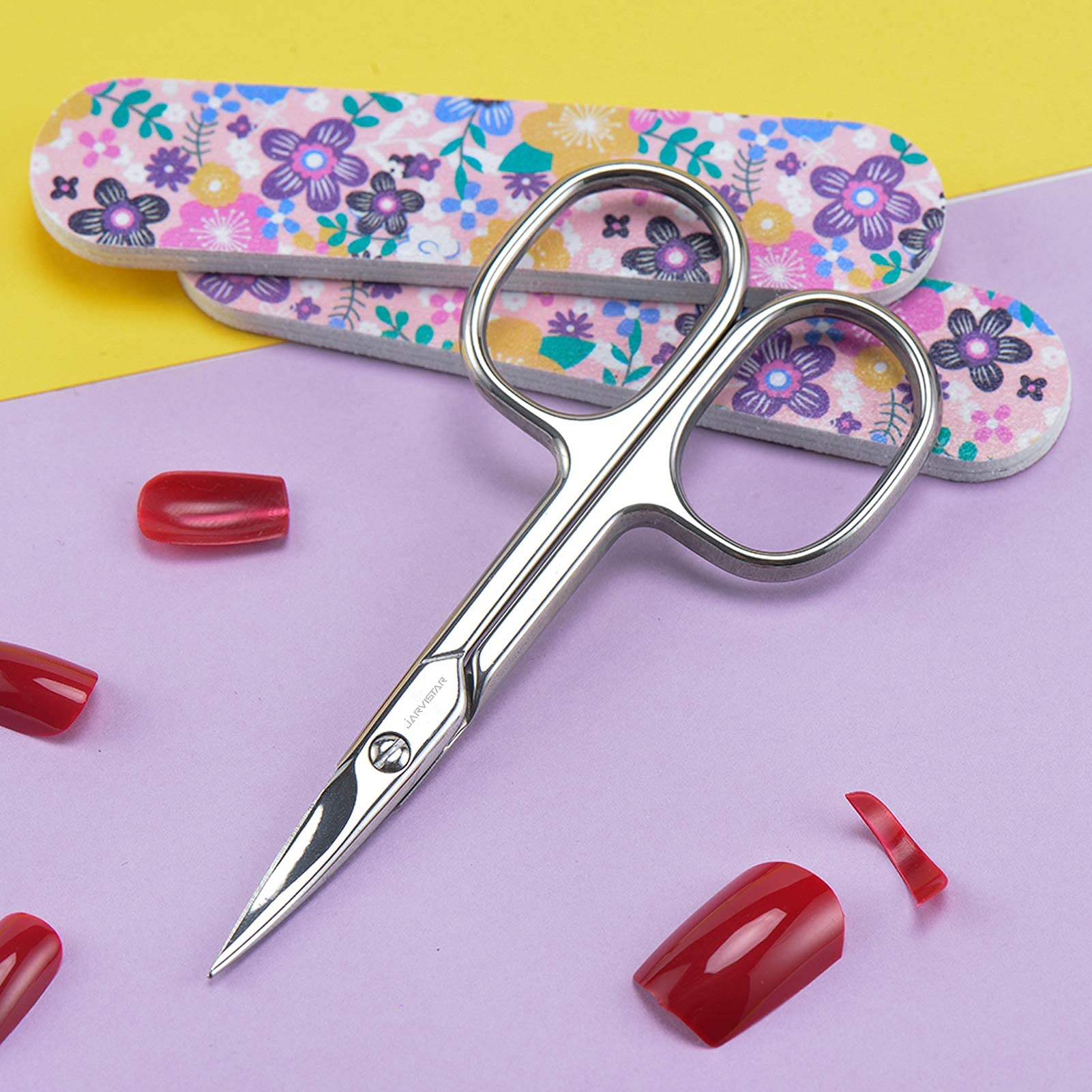 JARVISTAR Ciseaux à ongles incurvés, ciseaux cuticules tranchants, manucure, pédicure, beauté, 95 mm