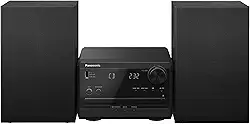 Panasonic Sistema estéreo compacto com leitor de CD, Bluetooth, rádio FM e USB com controle de graves e agudos, sistema estéreo de 20 W para casa com controle remoto - SC-PM270PP-K (preto)