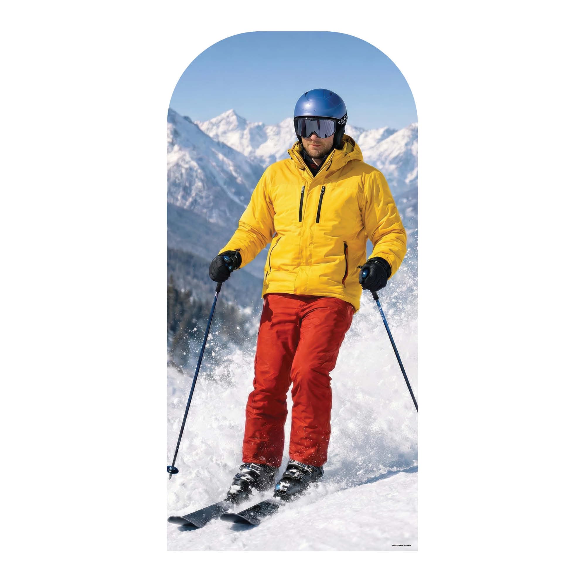 Star Cutouts SC4925 Skier Stand-in Cardboard Cutout Height 190cm - For Winter Olympics Fans, Ski & Snowboard Theme Displays & Winter Sports Enthusiasts