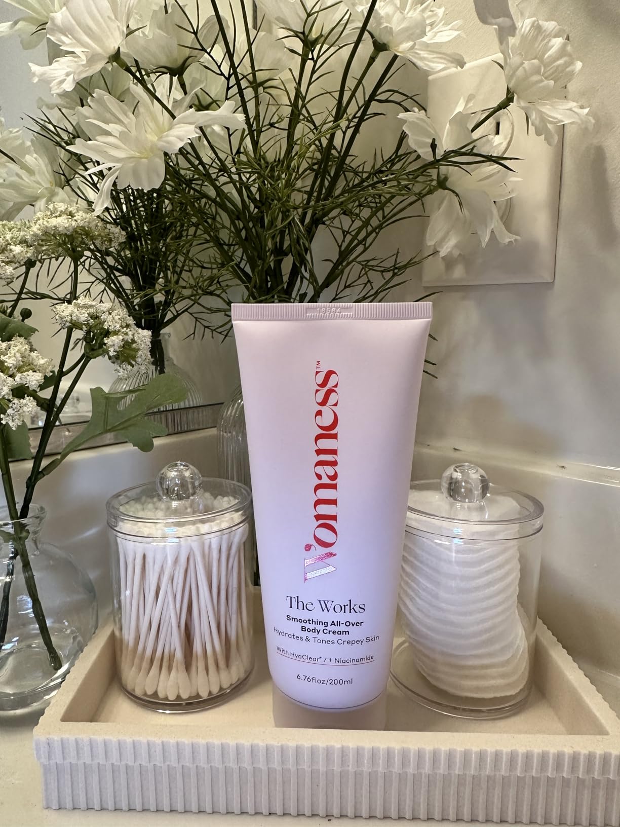 Womaness The Works All-Over Toning Body Cream, Firming Body Lotion for Women, Hydrating Body Lotion for Dry Skin with Niacinamide & Hyaluronic Acid, Anti-Aging Skin Tightening, Menopause Care - 200 ml