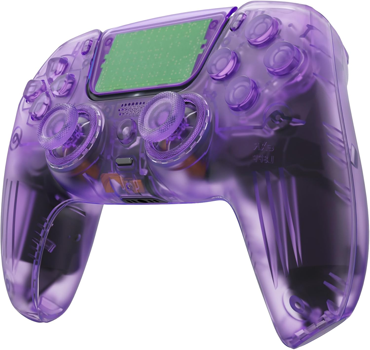 eXtremeRate Luna Redesigned Full Set Shell Buttons Touchpad Cover Compatible with ps5 Controller BDM-030 BDM-040 BDM-050, Clear Atomic Purple Replacement Top Bottom Case Compatible with ps5 Controller - Image 7