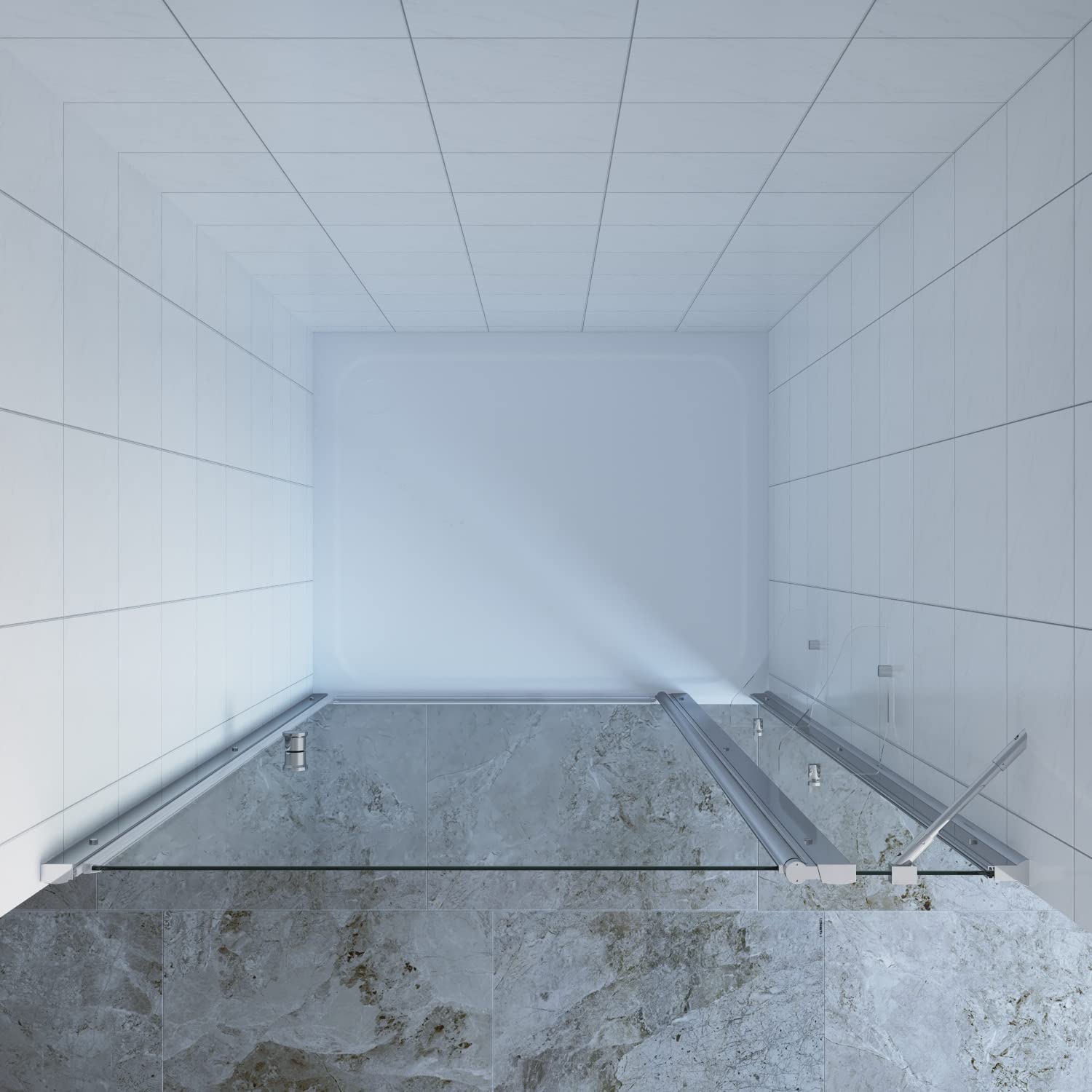 Duschtür mit Festteil und Eckregalen breite 110 cm Verstellbereich 108-111 cm Drehtür Schwingtür mit festem Seitenteil Duschabtrennung Duschwand Glas für Nische Echtglas 6 mm klar NANO-Beschichtung