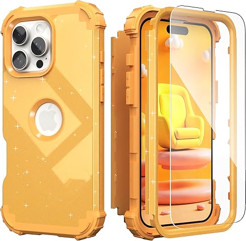 Miniatura 21 de IDweel Funda para iPhone 16 Pro Max con Protector de Pantalla para Mujeres, 3 en 1, a prueba de golpes, ajuste delgado, híbrida, resistente,