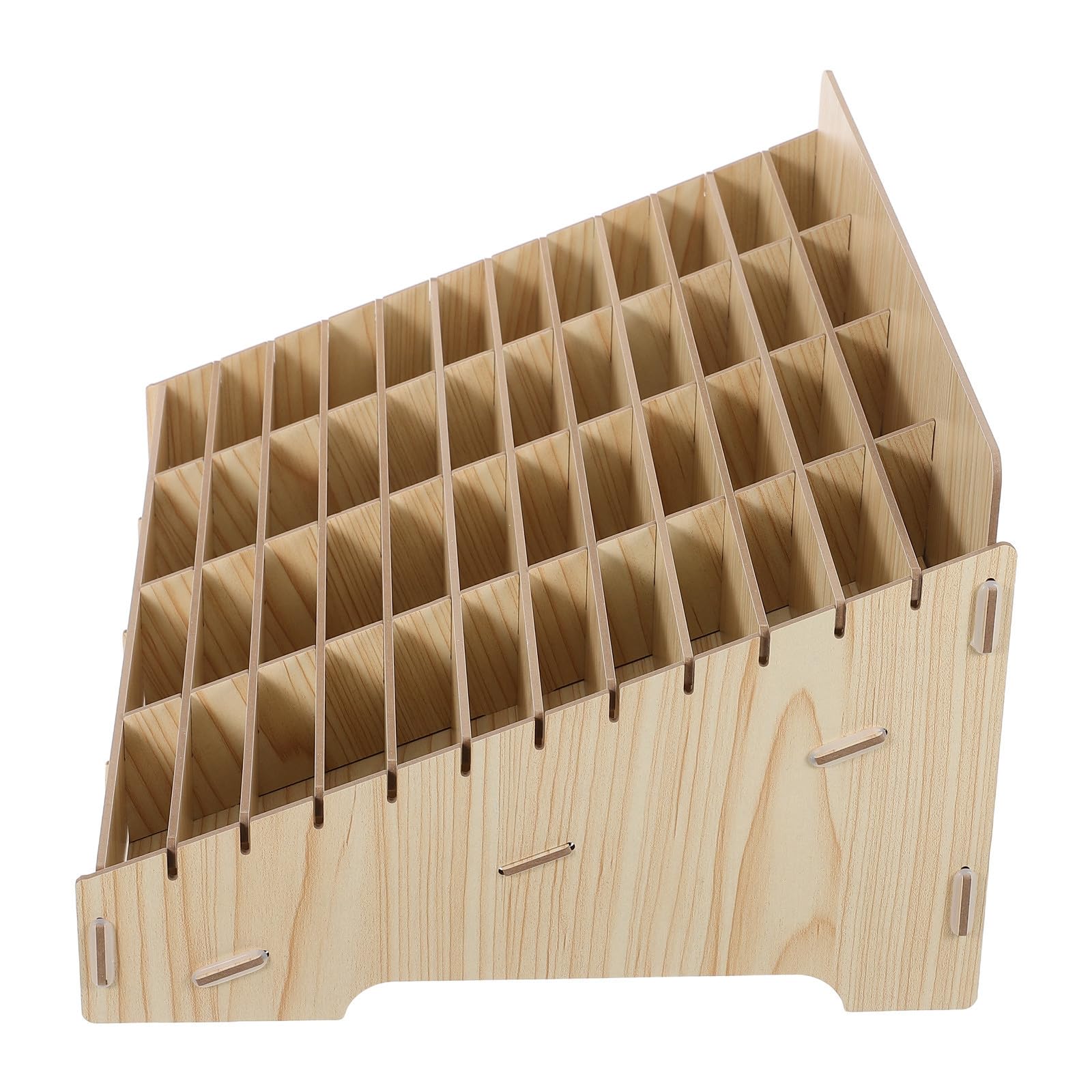 ABOOFAN Scatola in Legno per Cellulari 48 Scomparti Inclinati | Tonalità Kaki, Design Naturale, Struttura Multi Scomparto, per Ufficio, Laboratorio, Studenti e Famiglie