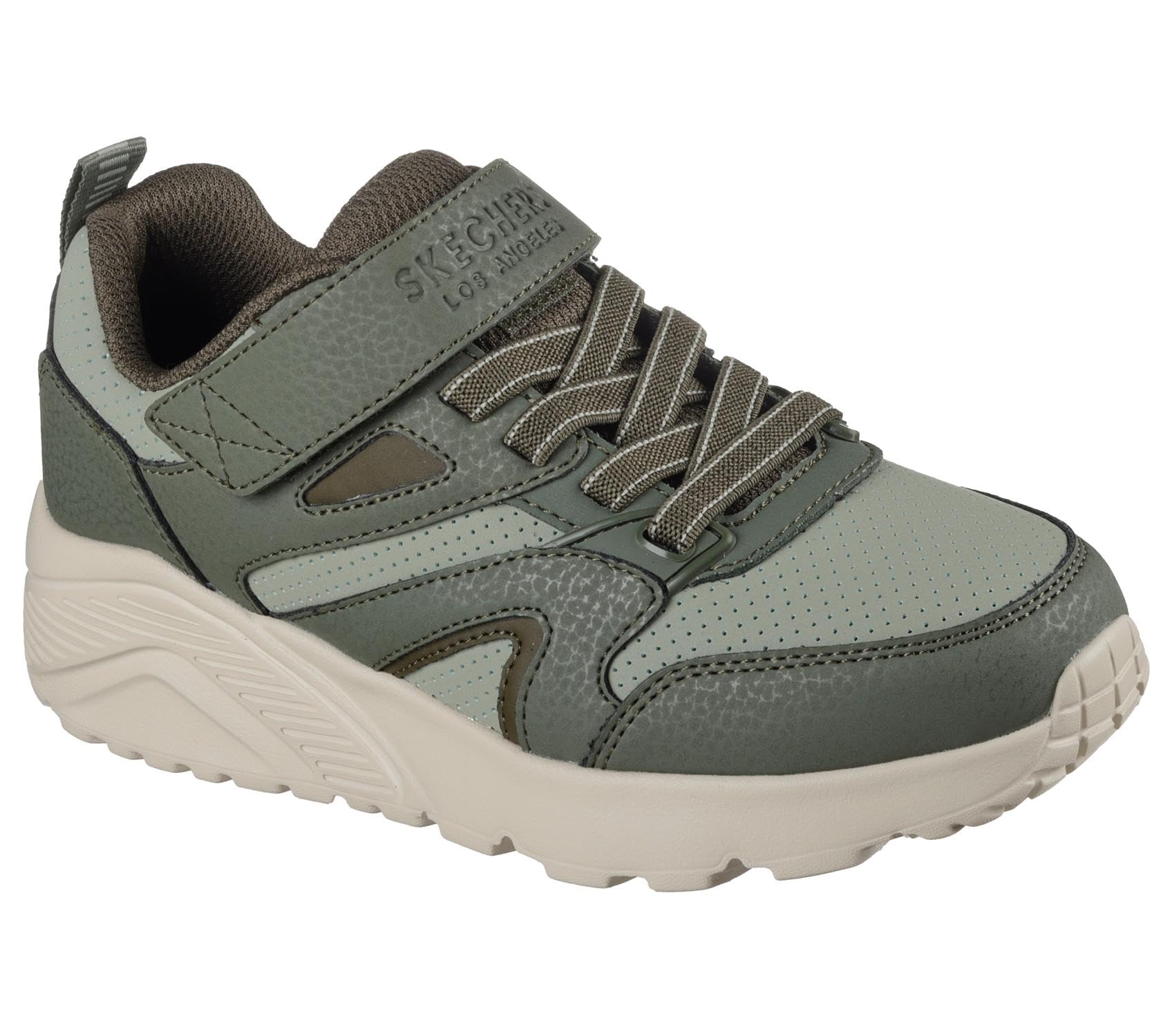Skechers Boy's Uno Lite Echo Surge Sneakers, Olive Synthetic/Olive Trim, 9.5 UK Child