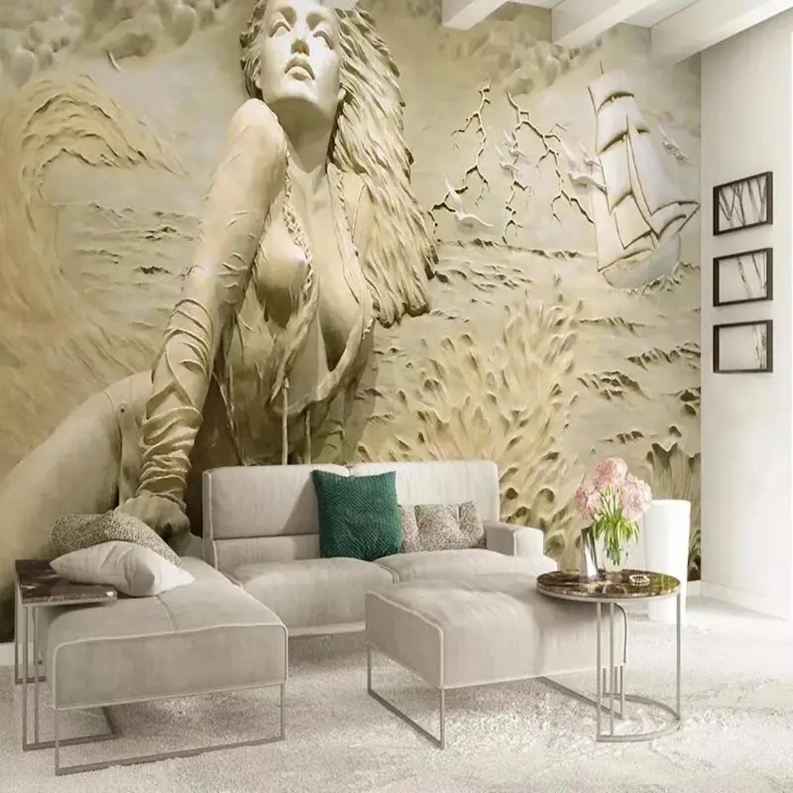 Papier peint doré 3D relief style européen décoratif pour mur de salon et chambre