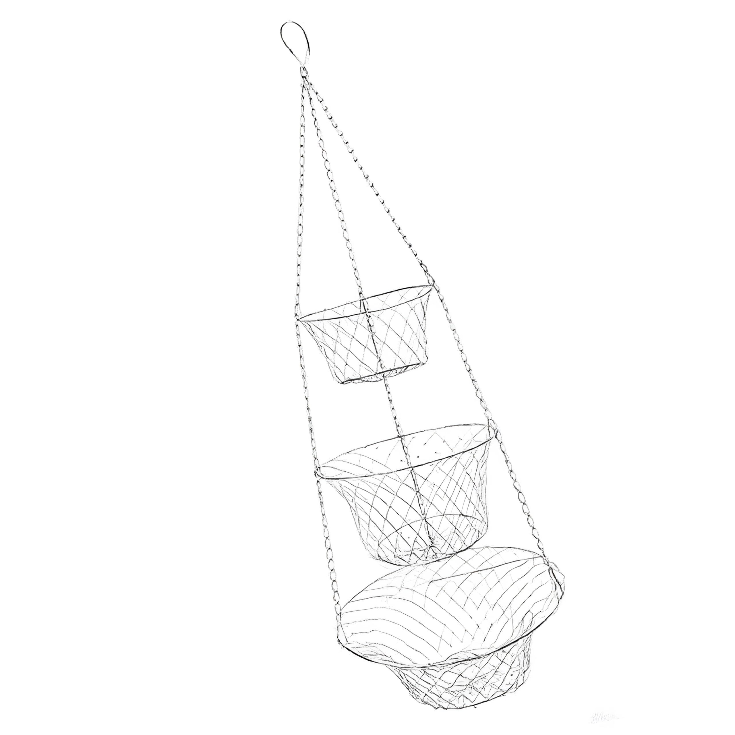 Rustics Metal Rose Floral Fruit Basket Foldable 3 Tiers Organizers for Countertop Tabletop Use Rustproof Metal Basket