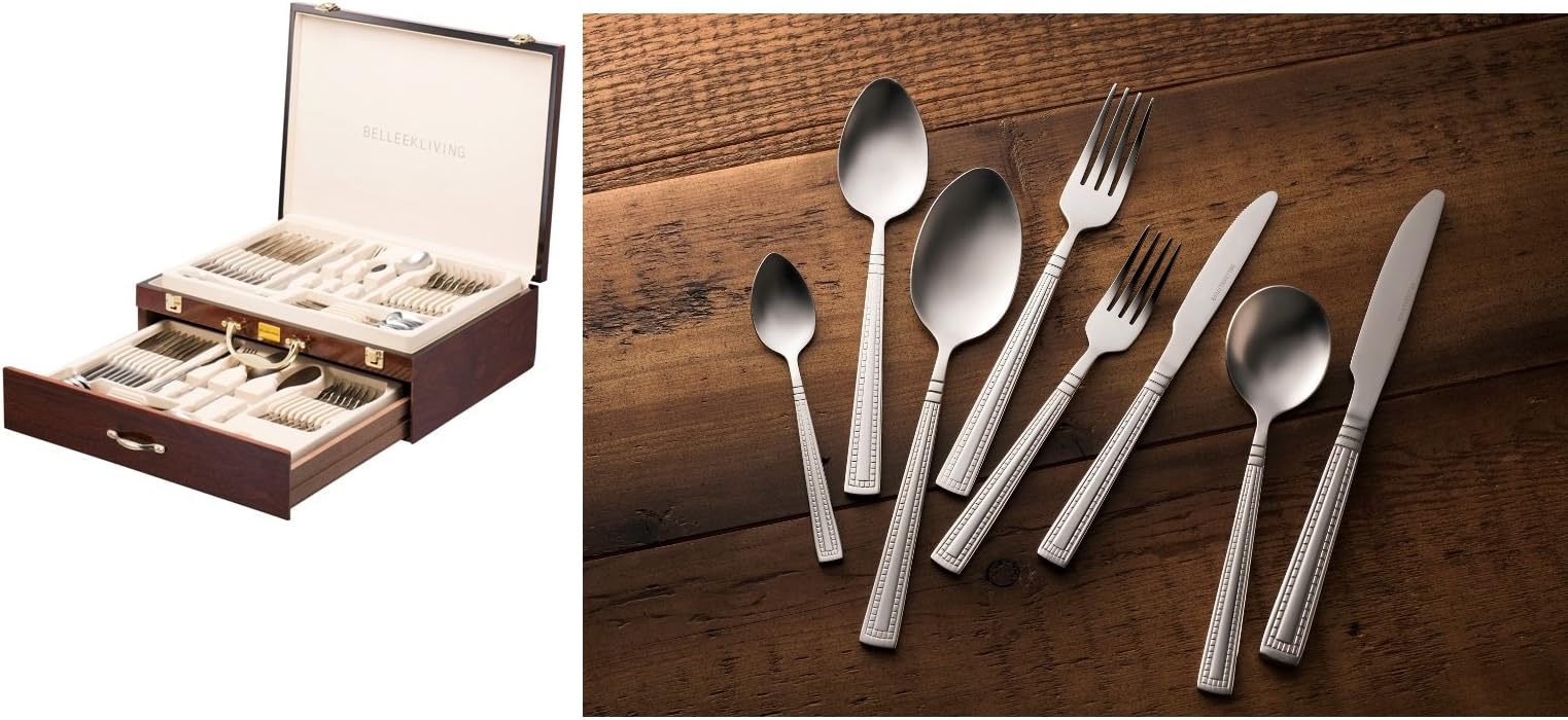 Belleek Living Rathmore Cutlery Set, Silver, Set of 72