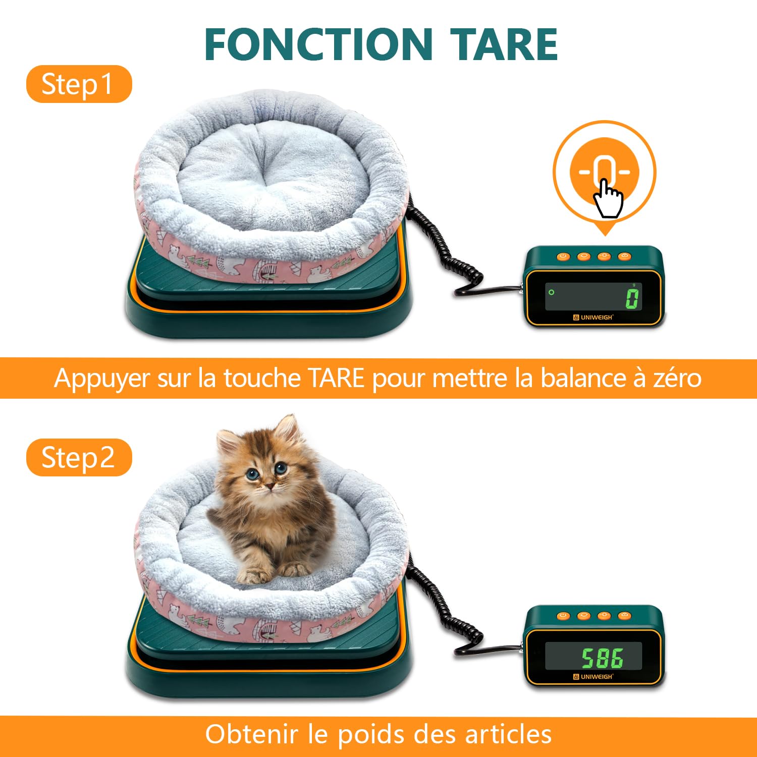 UNIWEIGH Balance Postale Numérique 86lb/0.1oz avec Fonction de Maintien et Tare, Support Pliable