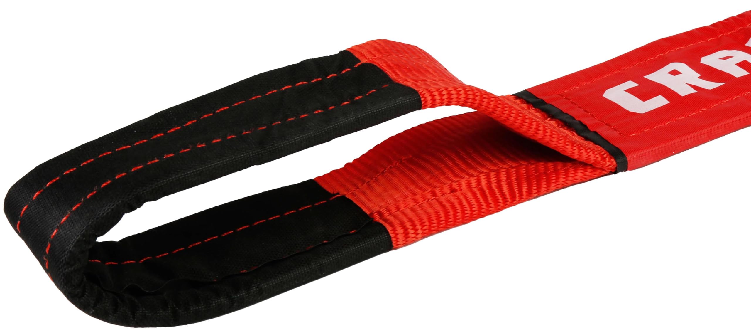 CRAFTSMAN CMXAZBS2003 - Cinghia di traino resistente per recupero, con estremità ad anello, carico sicuro da 3 kg, resistenza alla rottura, 9 kg, colore: Nero/Rosso