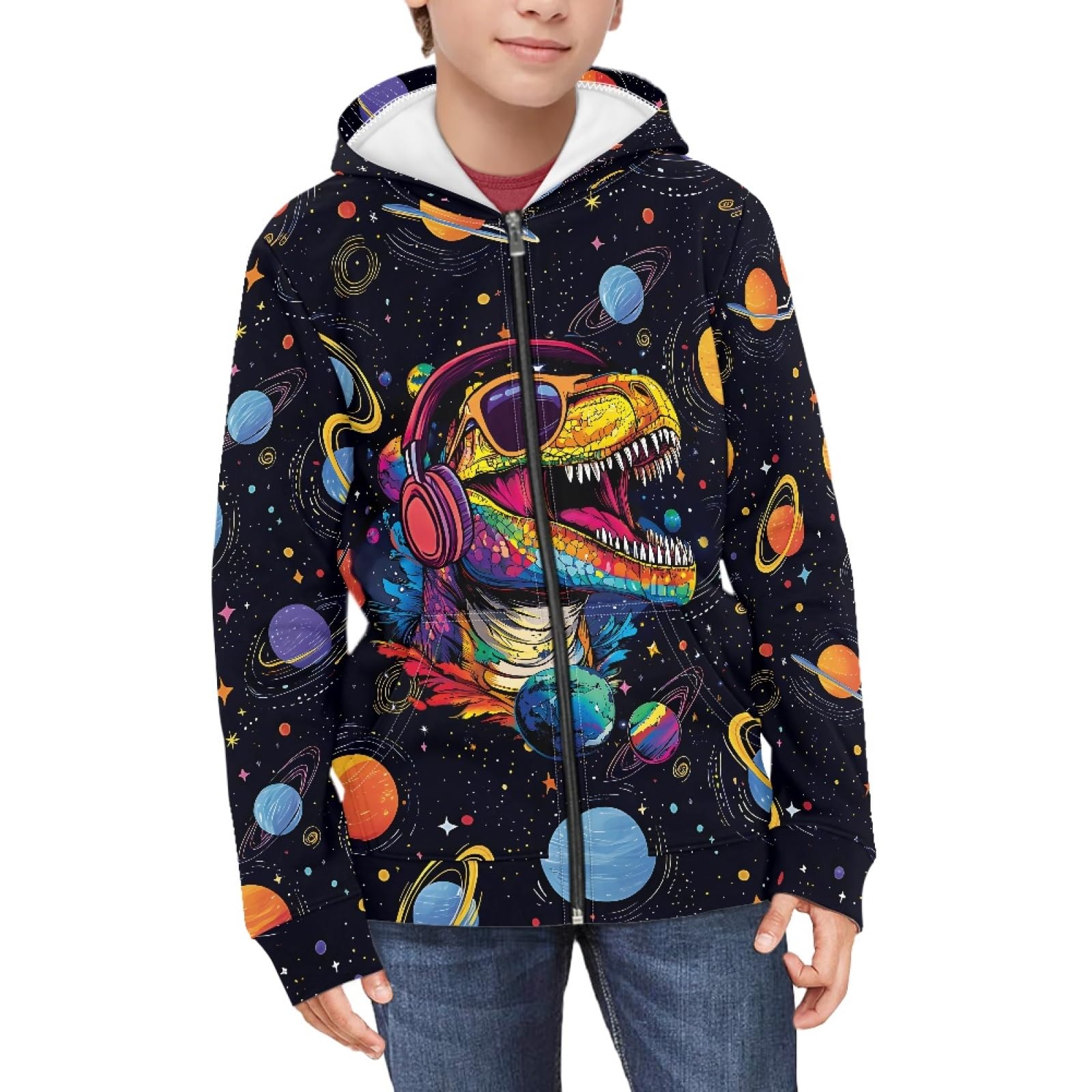 Suobstales Kids Soft Zip-Up Hoodie for Boys 6-16 Years Hooded Sweatshirt Fall Cardigan Jacket with Pockets