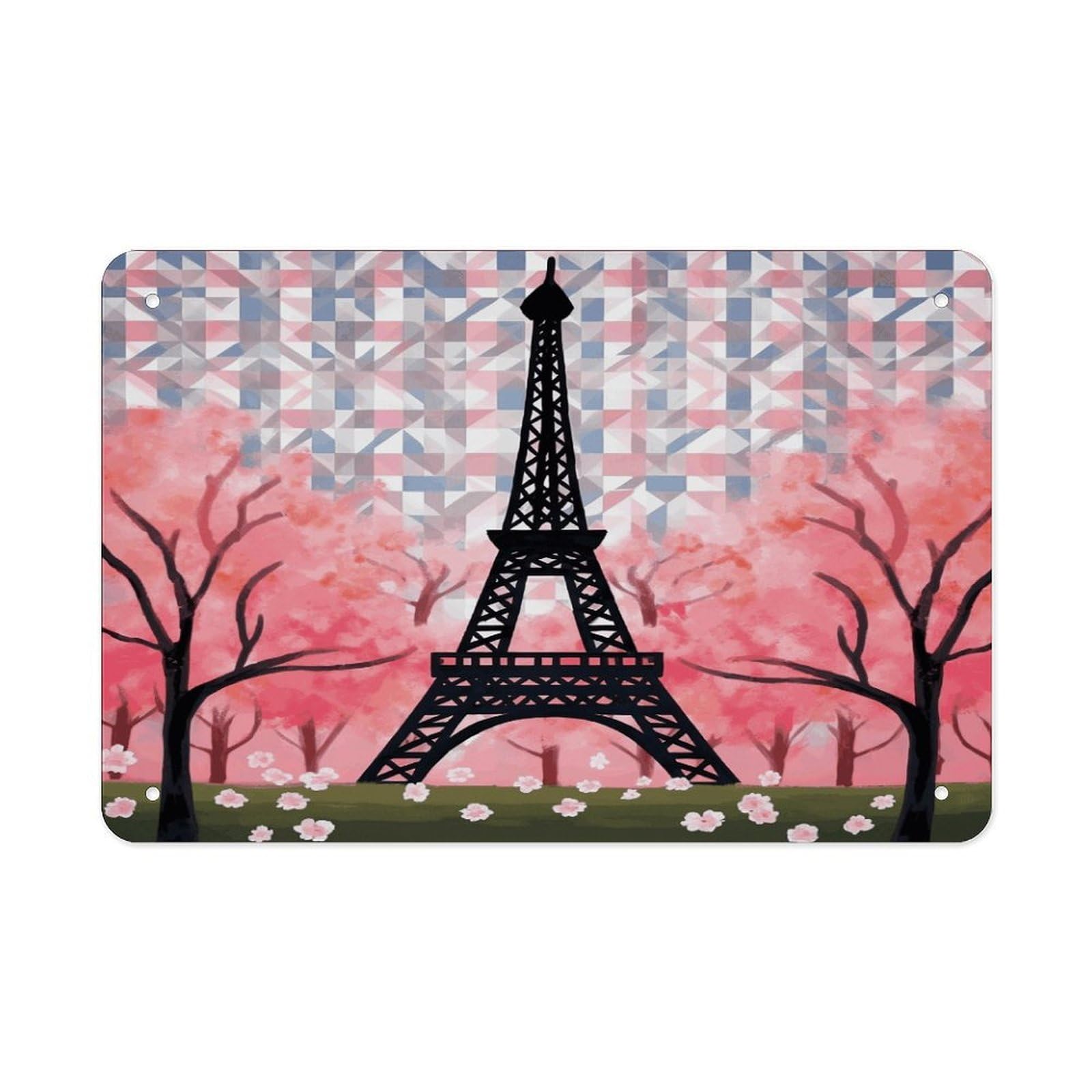 Fodpand Style Eiffel Tower Pattern Wall Art Metal Signs Tin Sign