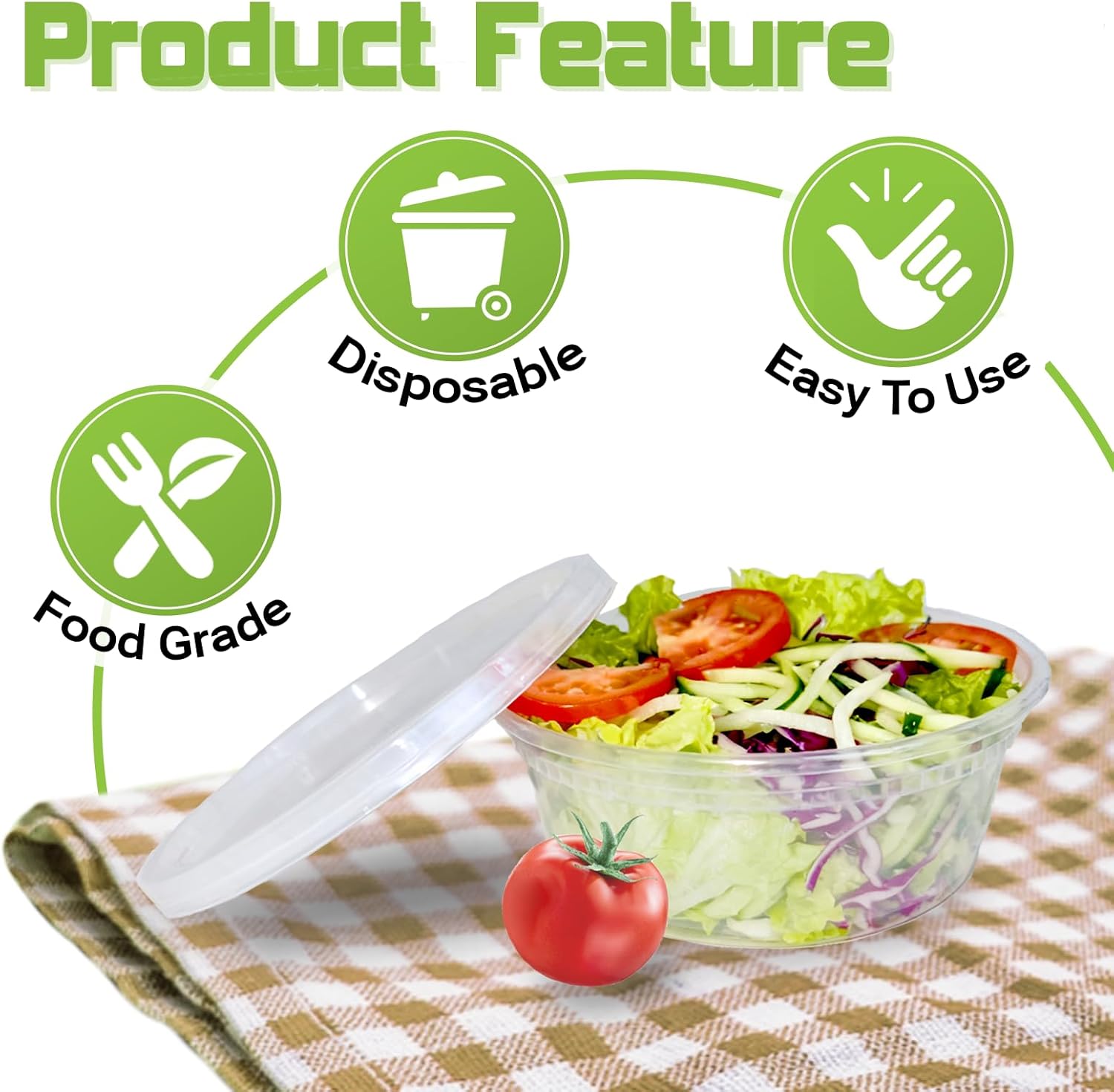 100 Pack 8oz Plastic Deli Containers with Lids, Disposable Food Storage Containers for Soup Meal Prep Leftover, To Go Takeout Quart Bowls for Restaurant Kitchen Microwave Dishwasher Freezer Safe - Image 4