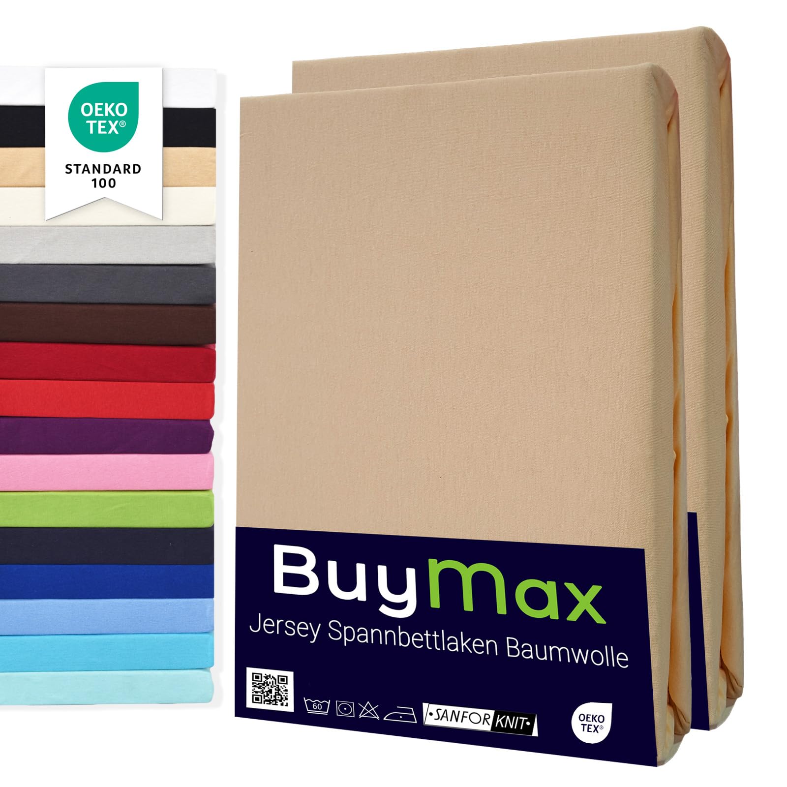 Buymax® Spannbettlaken 60x120 70x140 80x200 90x200 100x200 120x200 140x200 160x200 180x200 200x200 Baumwolle Bettlaken Jersey
