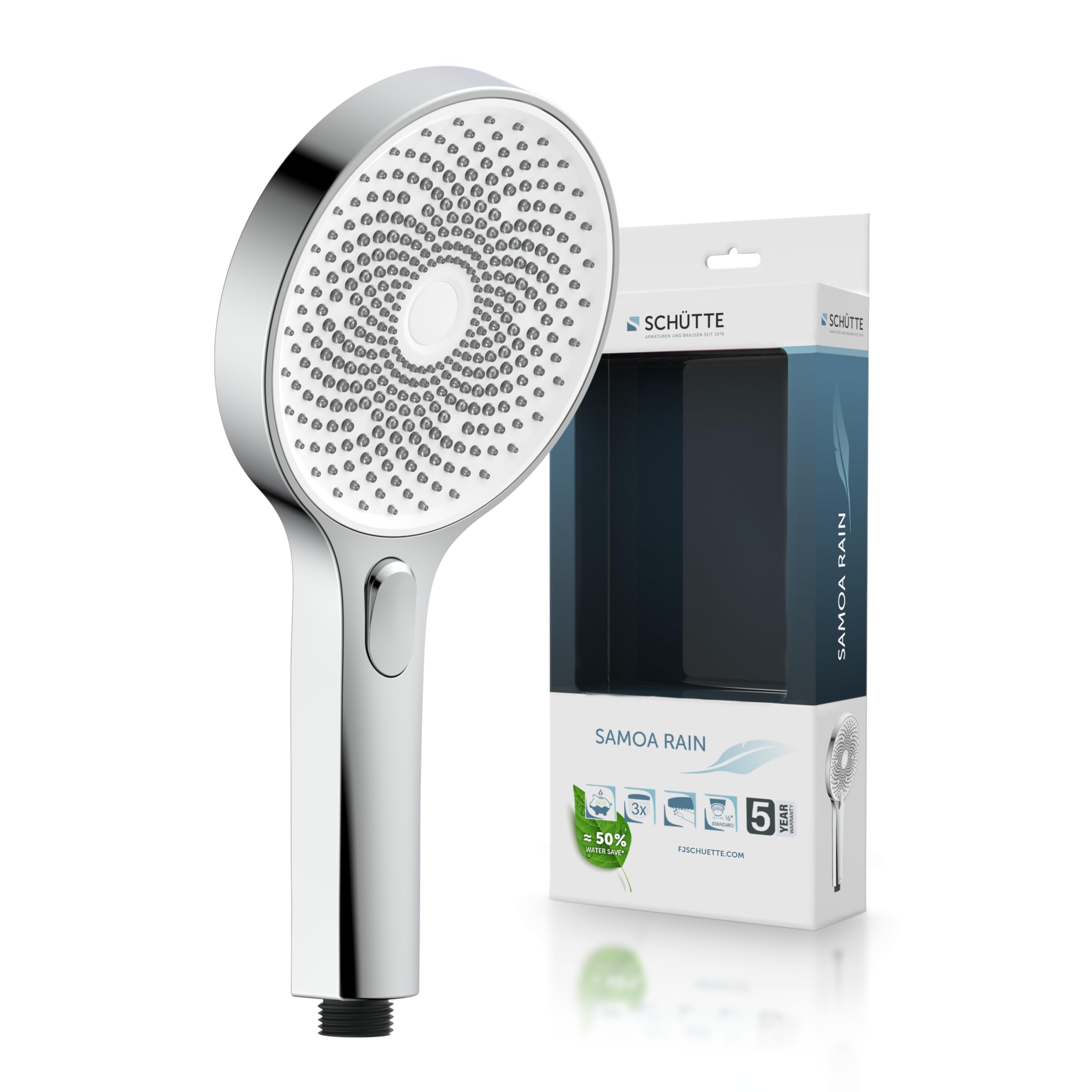 SCHÜTTE Handbrause SAMOA RAIN – Samtstrahl-Technologie, Weiß