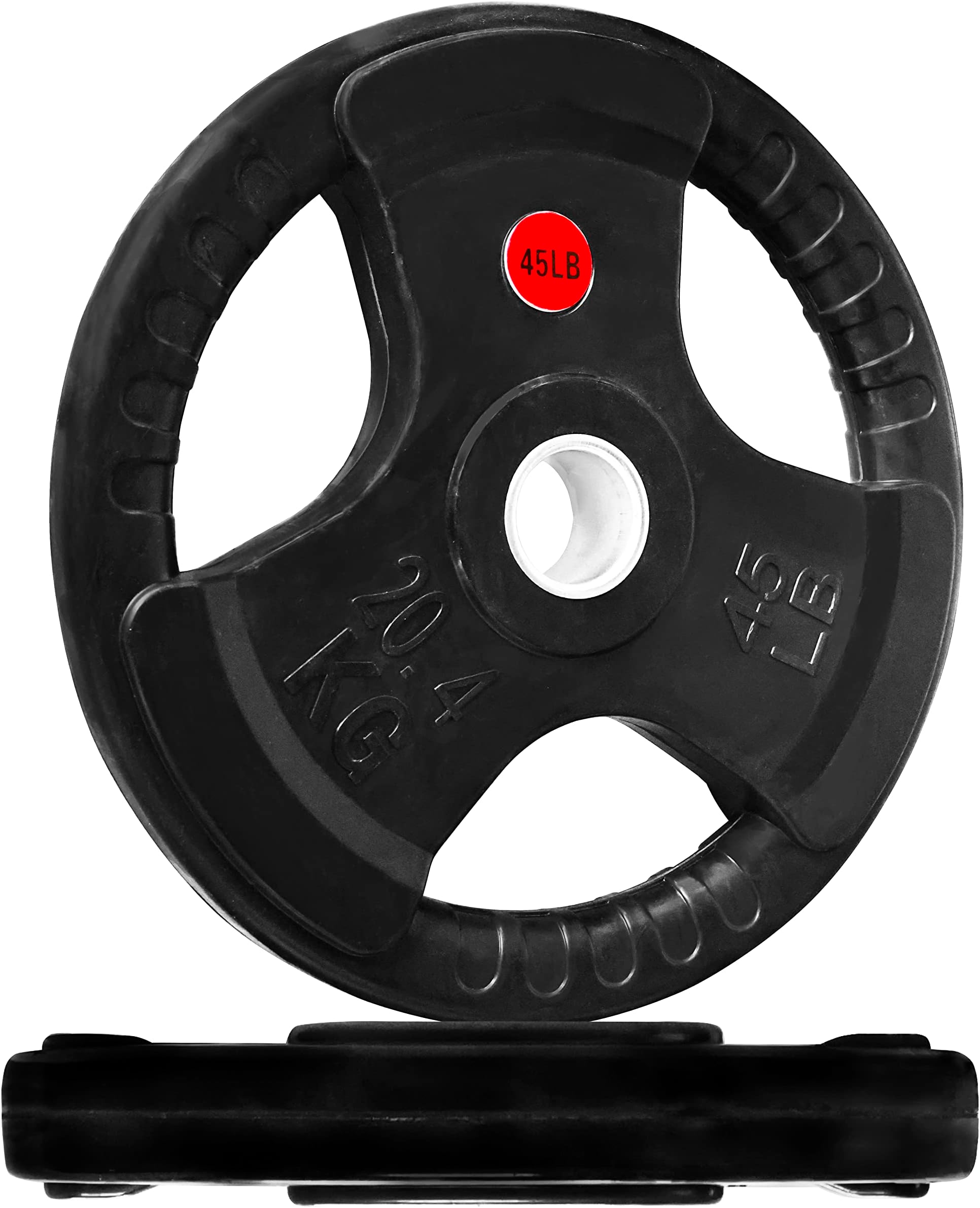 Olympic 2-Inch Cast Iron Plate Weight Plate for Strength Training and Weightlifting, Rubber Coate Style, 45LB Pair