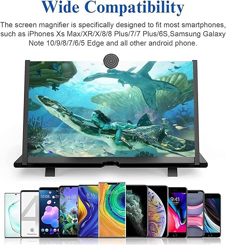 Miniatura 3 de Lupa de pantalla de 18 pulgadas para teléfono inteligente - Proyector de aumento de pantalla de teléfono móvil HD 3D para películas, videos y