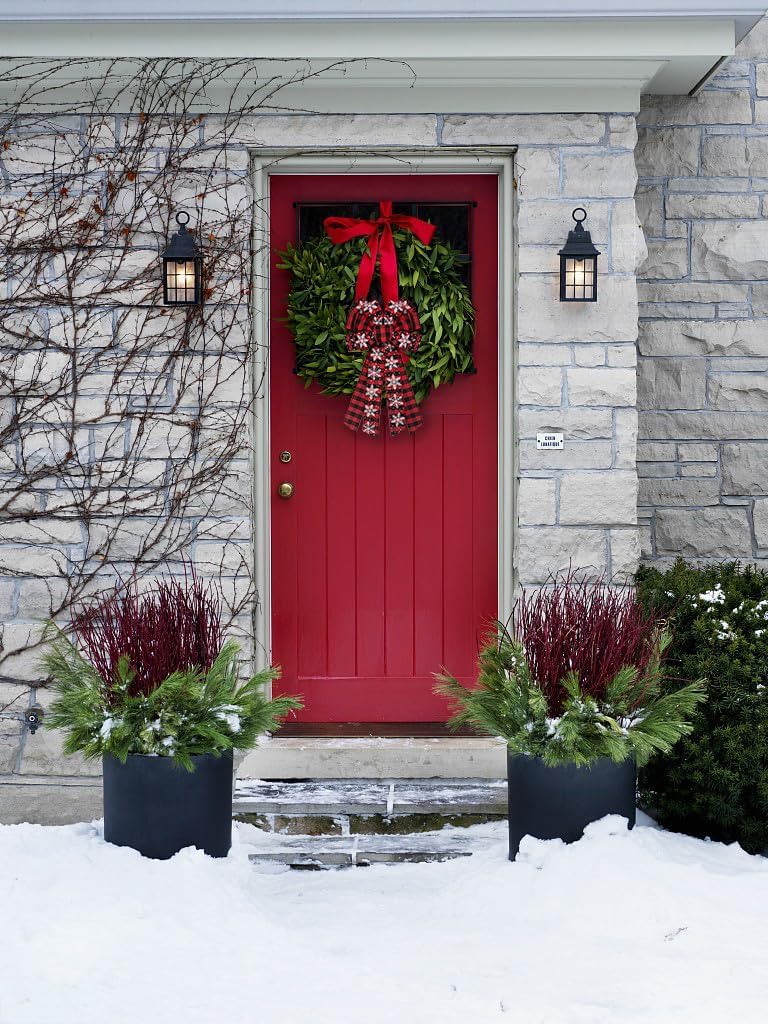 2 Pieces Christmas Bows for Wreath, Merry Christmas Wreath Bows Red Burlap Bow Winter Holiday Snowflake Craft Ribbon Bow Xmas Tree Topper Bows for Front Door Christmas New Year Decorations - Image 6