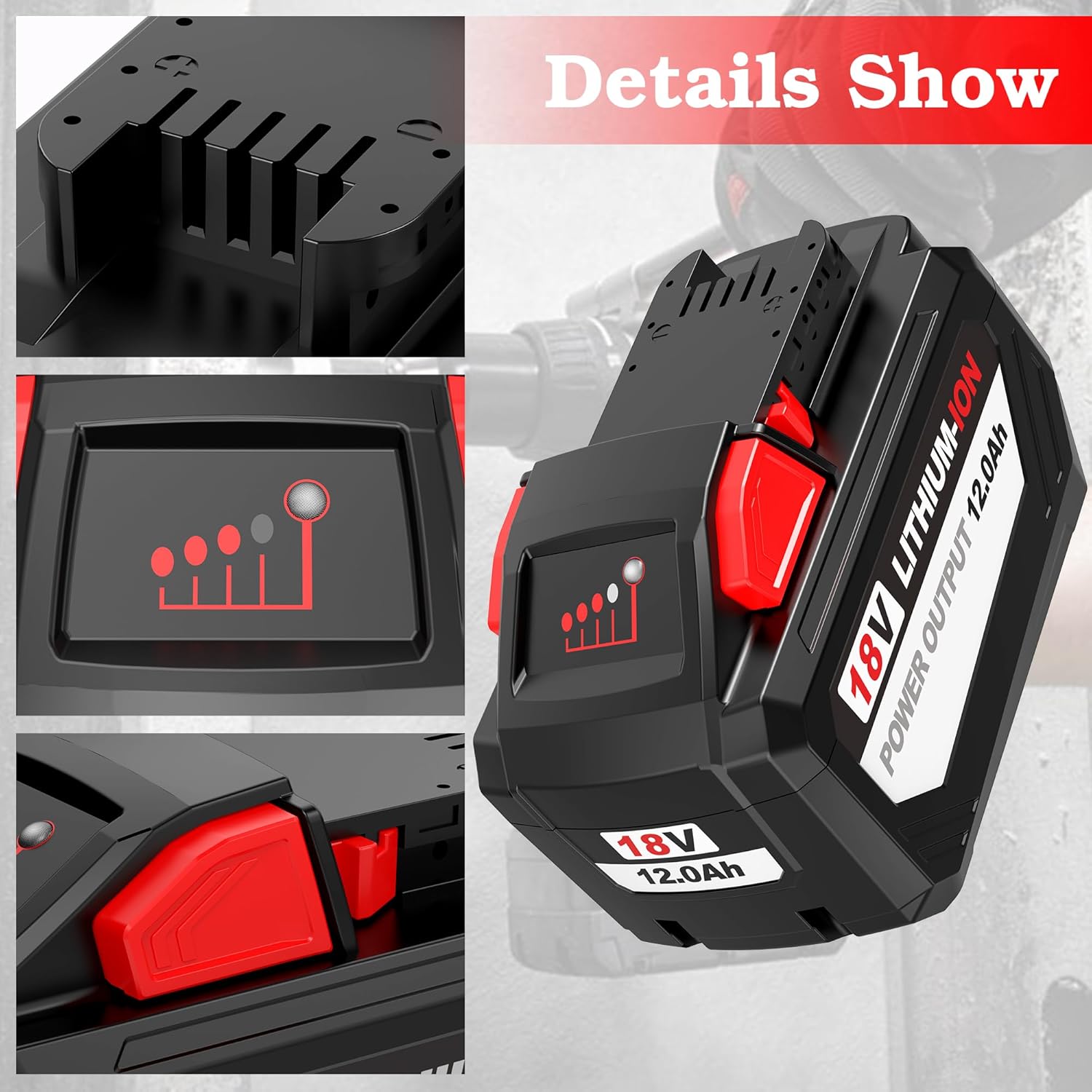 BULL-TECH 18V 12.0 AH Replacement for Milwaukee Electric Tools M18 High Output HD12.0 Battery Pack Compatible with All Power 18V Milwaukee Power+ Tools