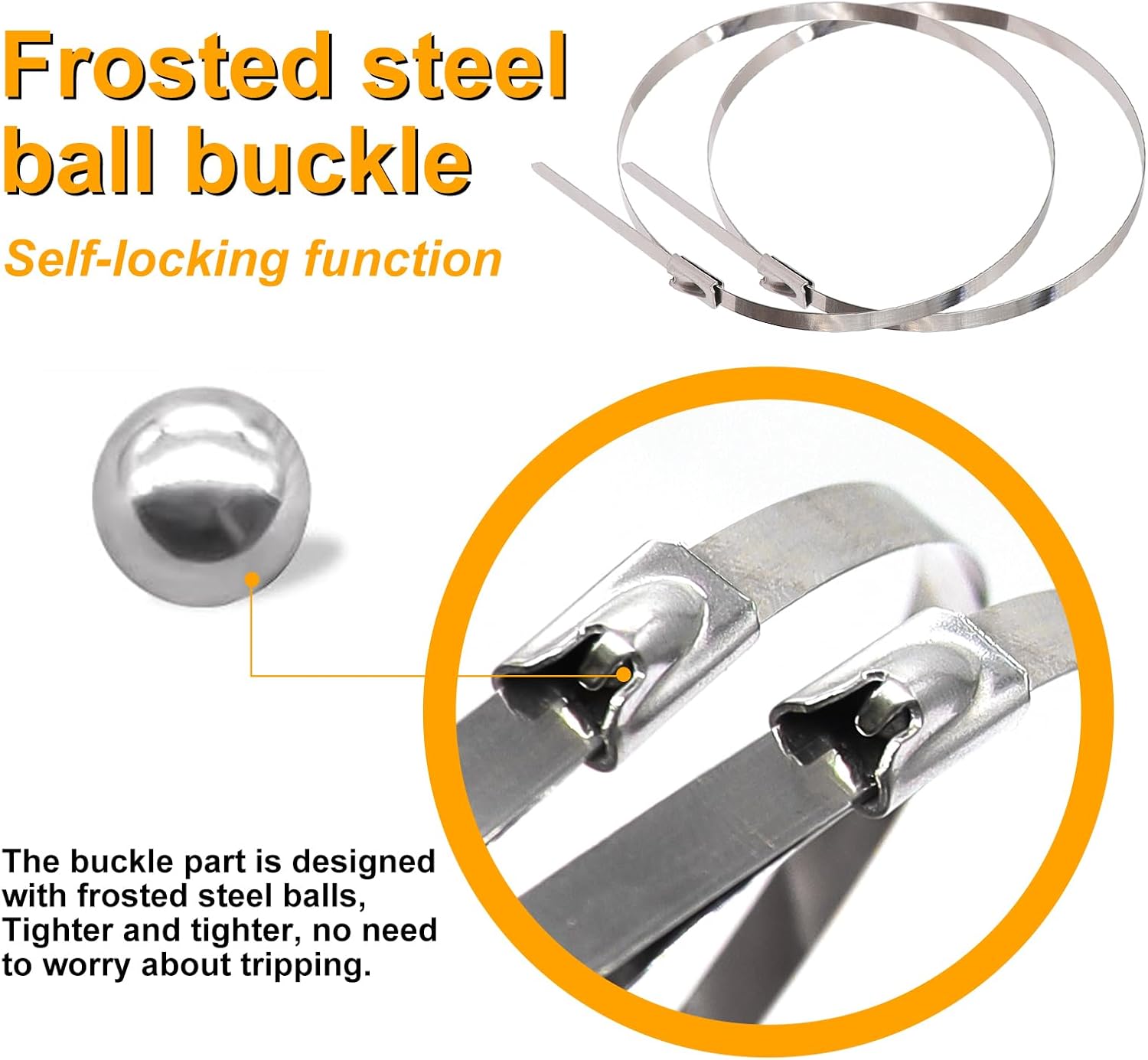 weideer 100pcs 11.8 inch Metal Zip Ties, 12inch Nylon Cable Wire Ties, 304 Stainless Steel Heavy Duty Self-locking Cable Tie for Outdoor Fence,Pipes,Vehicles,Exhaust Wrap