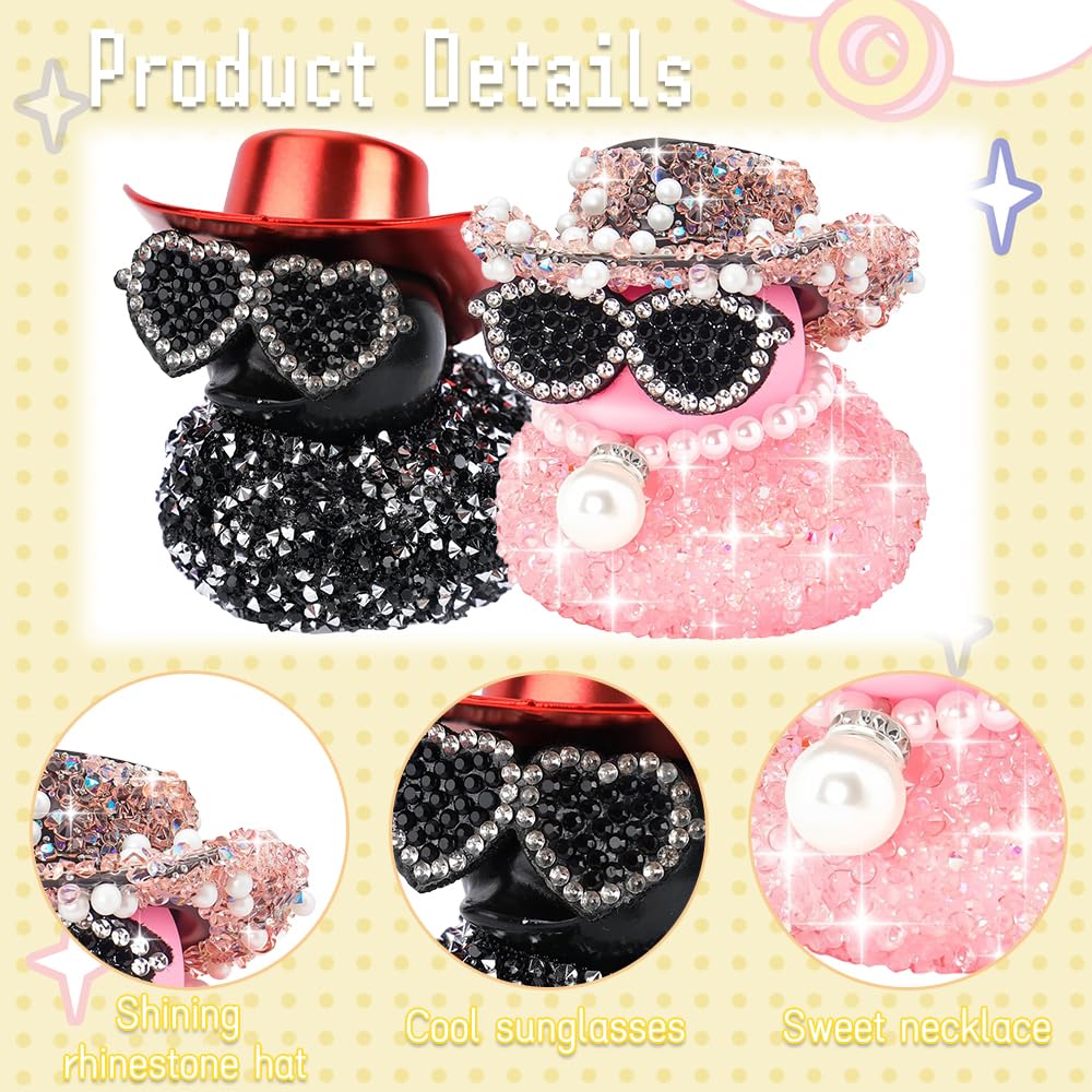 Divertenti Paperelle di Gomma a Forma Diamante con Cappello da Cowboy e Occhiali da Sole per Decorazioni Cruscotto Auto