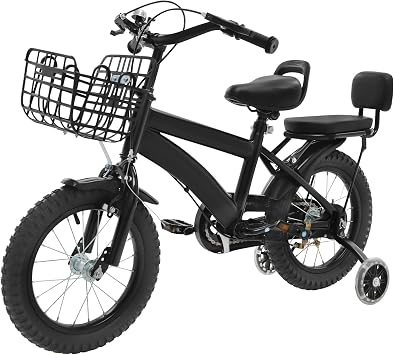Mqwdxzfes Vélo d'Apprentissage 14 Pouces avec Panier Avant et Porte-Bagages